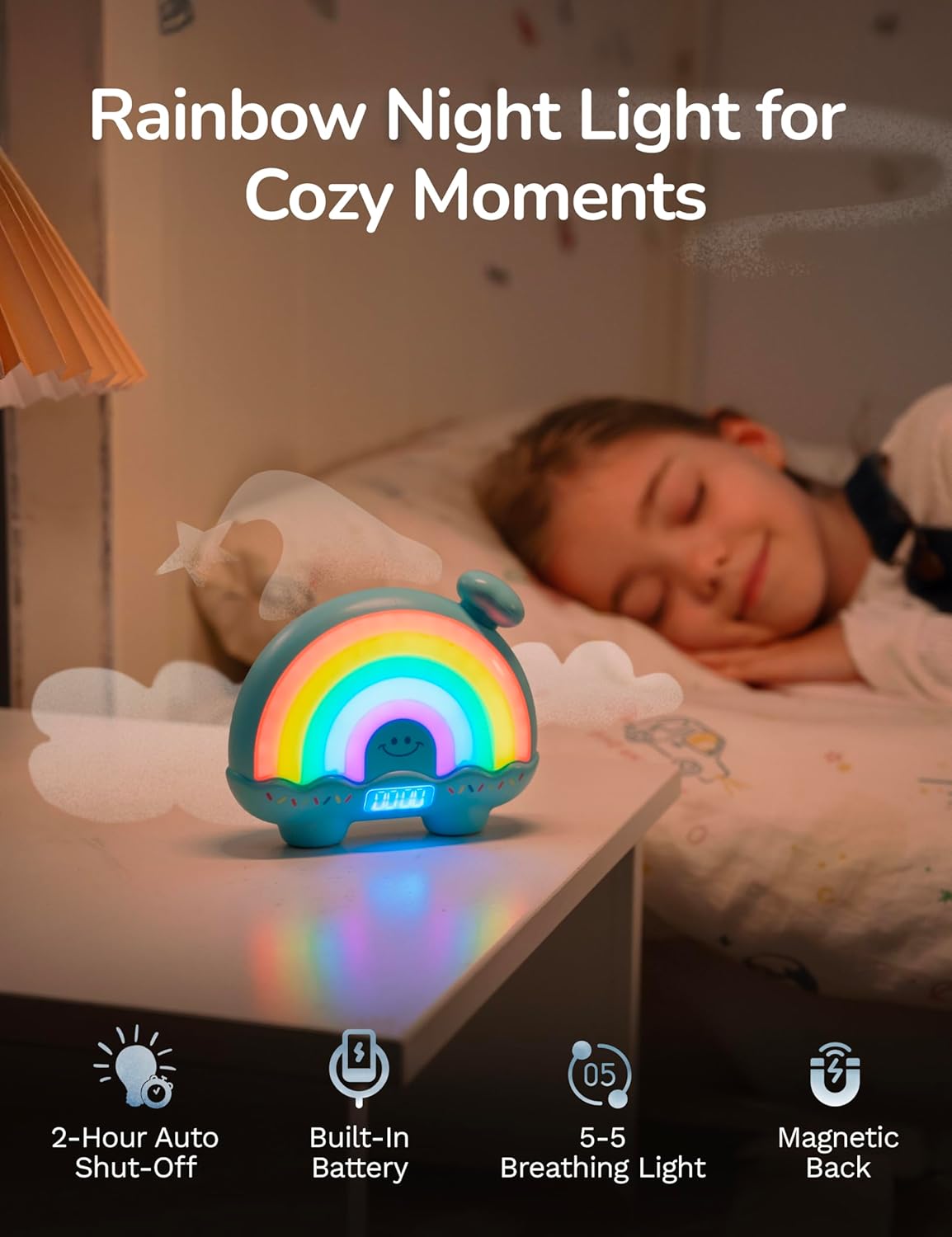 Timer Pal Rainbow Timer for Kids, Visual Timer for Kids with Night Light, Color-Changing Magnetic Visual Timer for Classroom/Calming Corner/Home (Blue)
