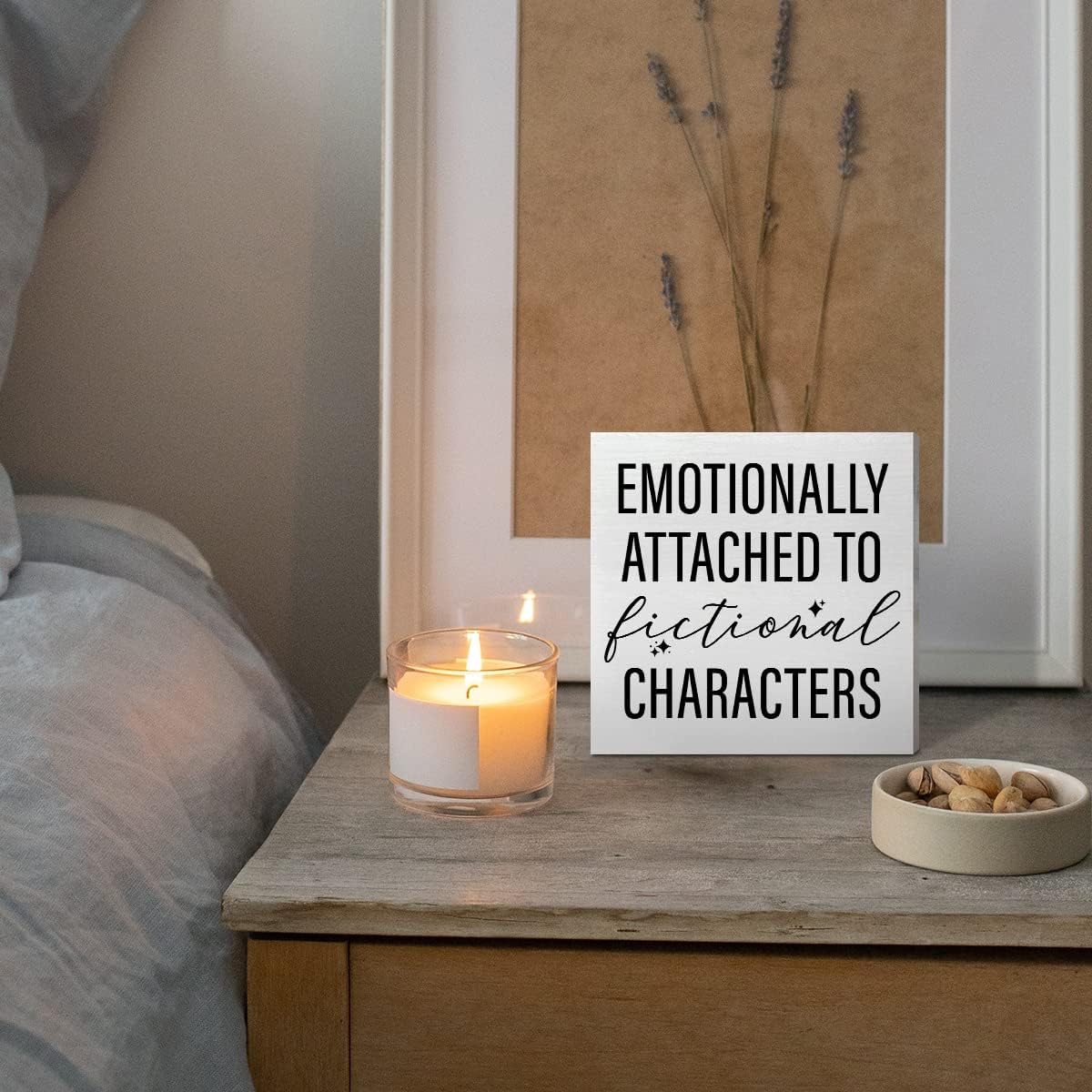 Book Lover Desk Decor Wooden Box Sign, Fictional Characters, Book Worm Nerd Decor for Home Bedroom Bookish Book Reader Librarian Decoration Book Lover Gifts for Women Men Teen Girls