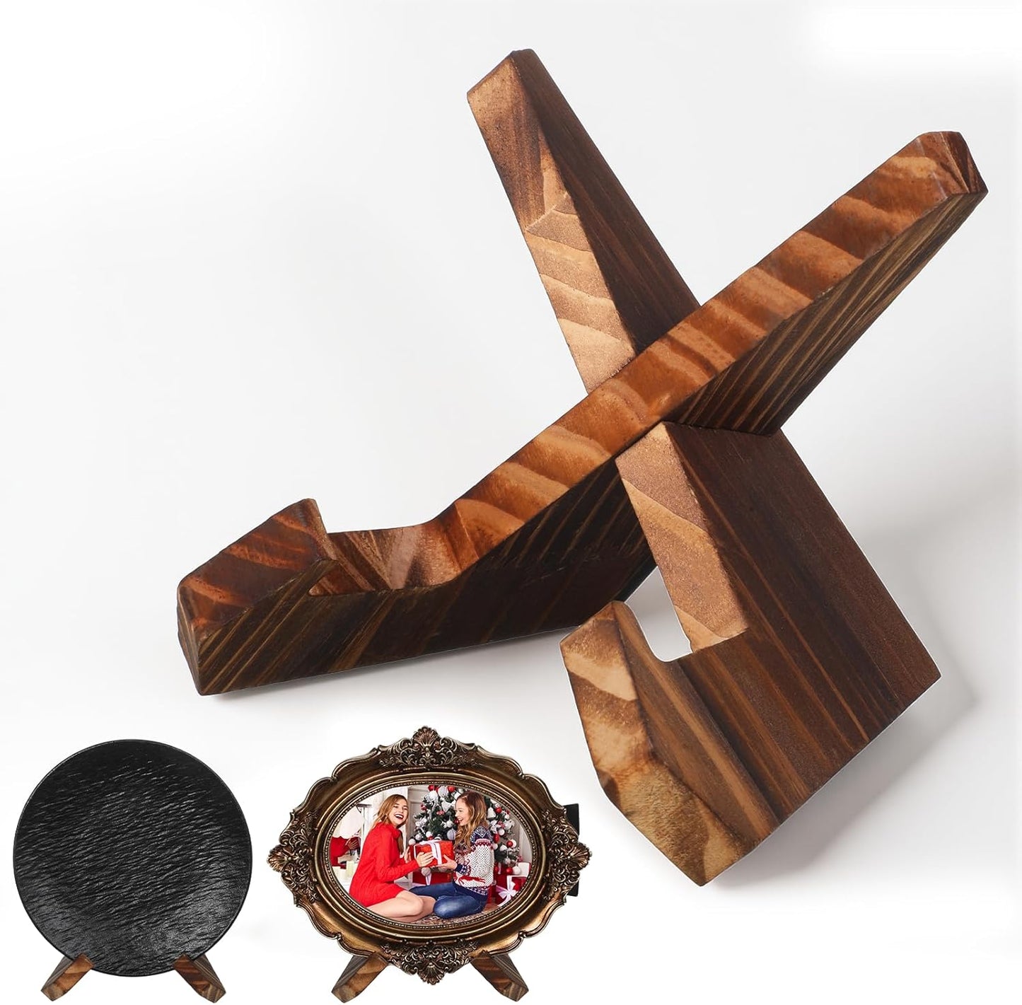 Wooden Bowl Display Stand,Small Plate Stand Wooden Plate Stands Cook Book Stands Latter Easel Holder for Decorative,Pottery, Bowls,Picture,Dish,Book