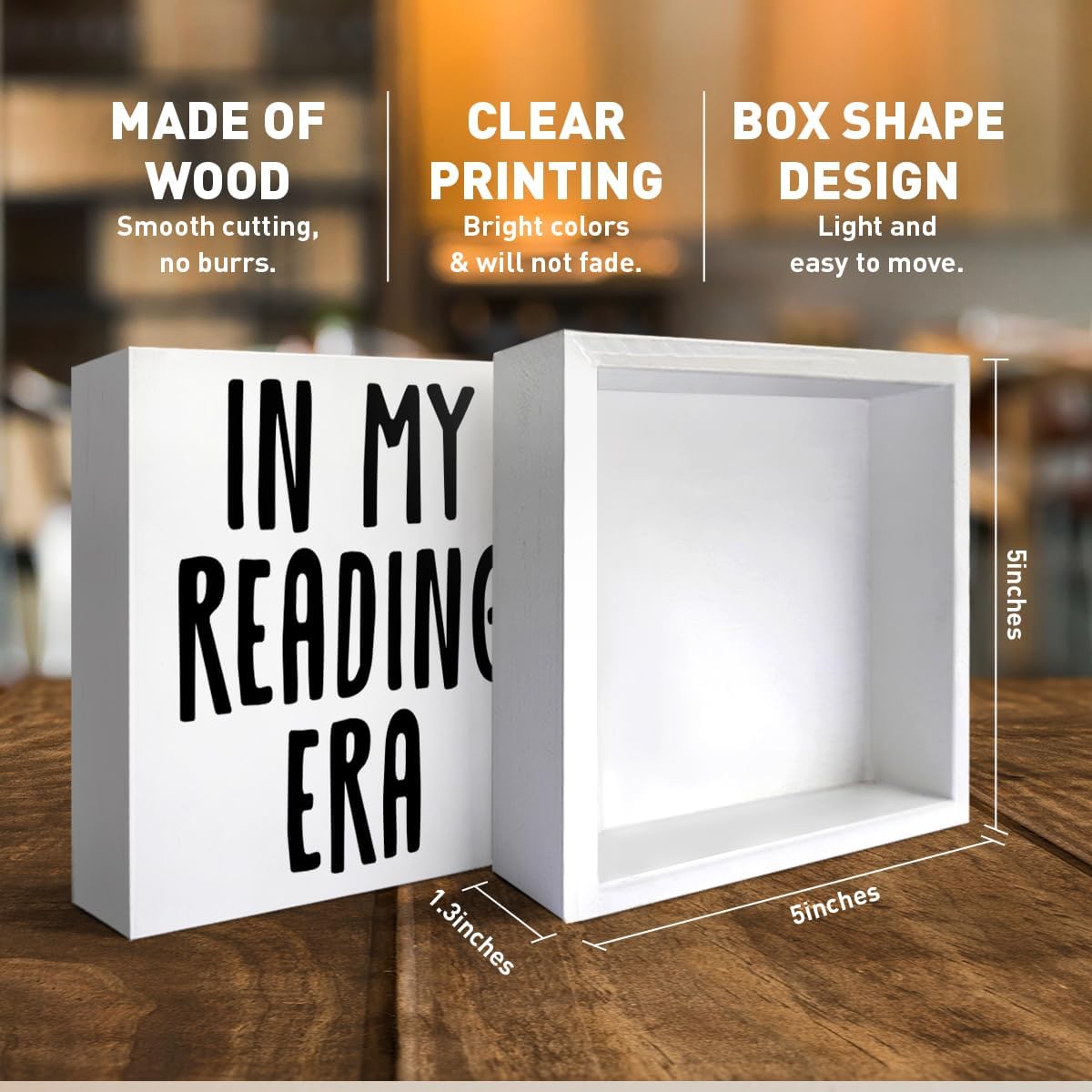 Book Lover Desk Decor Wooden Sign, Reading Decoration for Home Shelf Bedroom, Bookish Gifts for Women Men Book Lover Reader Book Nerd Librarian Bookworm, in My Reading Era