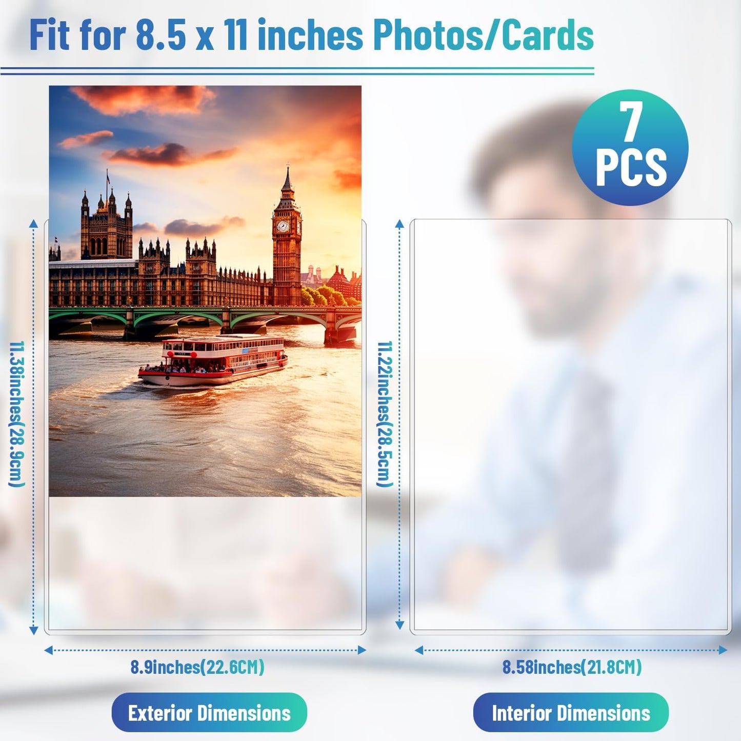 7 Pcs 8.5 x 11 Document Toploaders, Premium No Holes Sheet Protectors Crystal Clear View Page Sleeves Protector, Waterproof Rigid Card Sleeves Plastic Page Protectors for Photos Prints Menu Covers