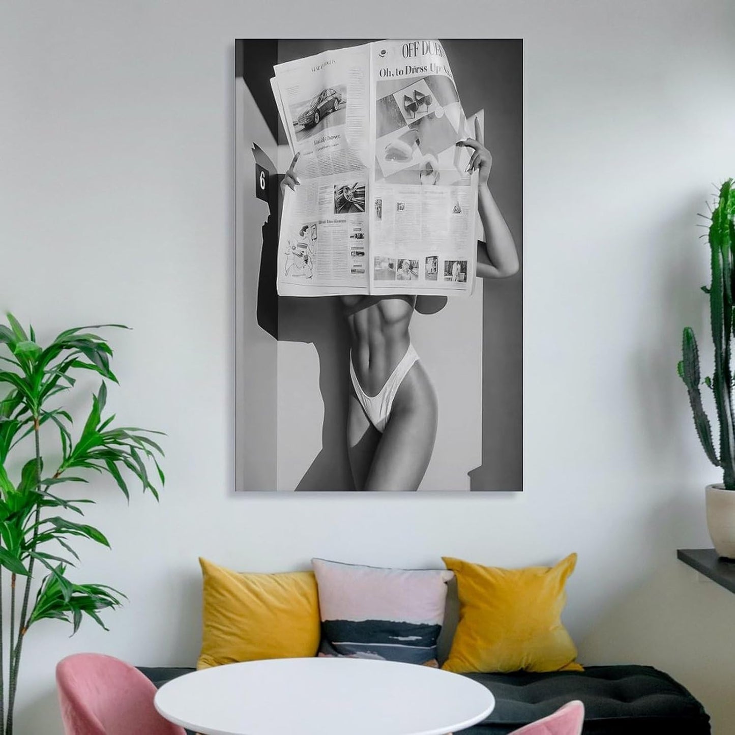 Wall Decoration Painting Beautiful Woman Reading Newspaper Black And White Feminist Poster Wall Art Bar Decoration Canvas Art Poster And Wall Art Picture Print Modern Family Bedroom Decor Posters 08x1