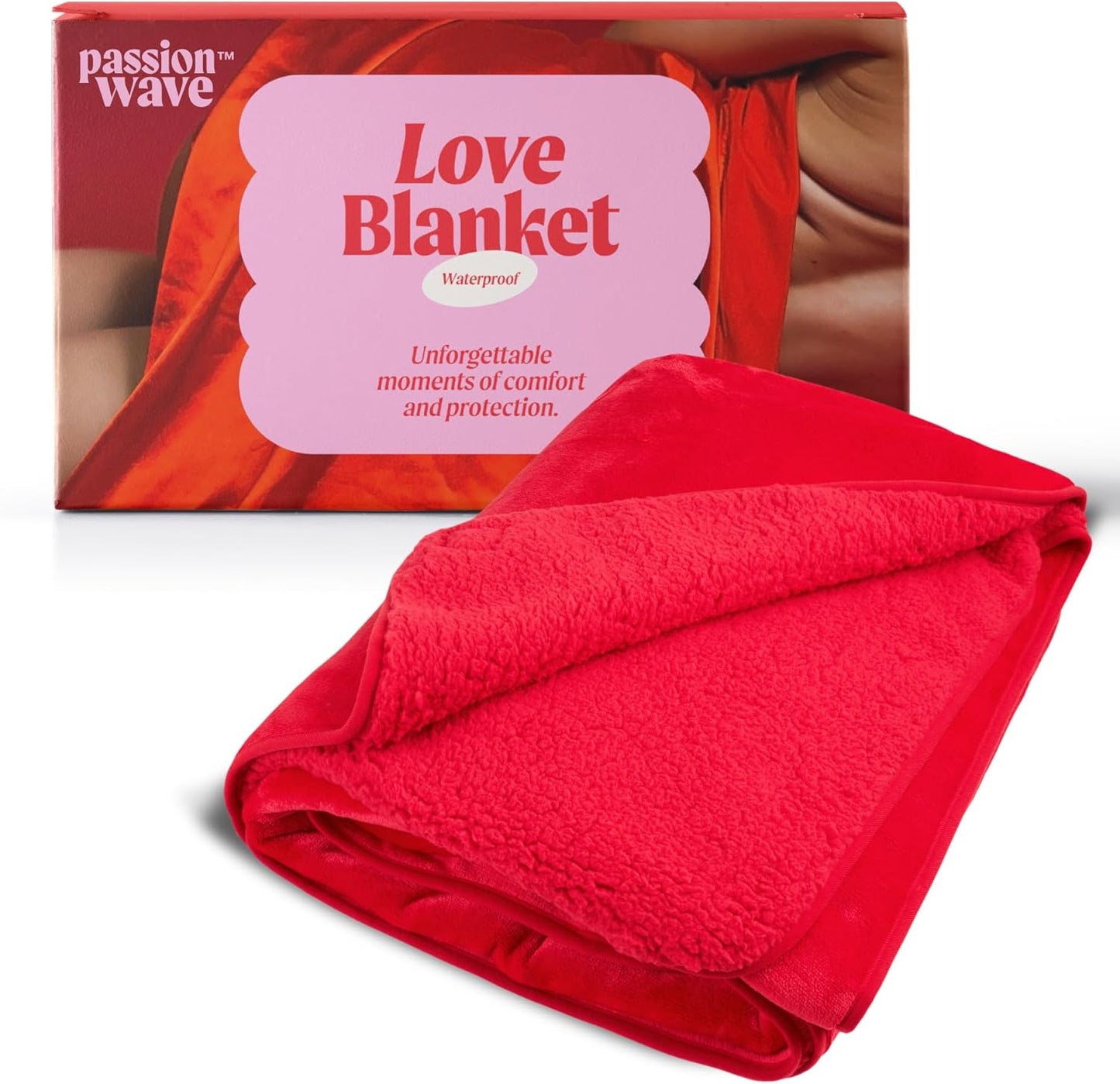 Waterproof Love Blanket Passion Wave – Ultra-Soft, Washable, Non-Slip, Stain-Resistant Cover for Couples – Cozy & Memorable Moments (Red, King)