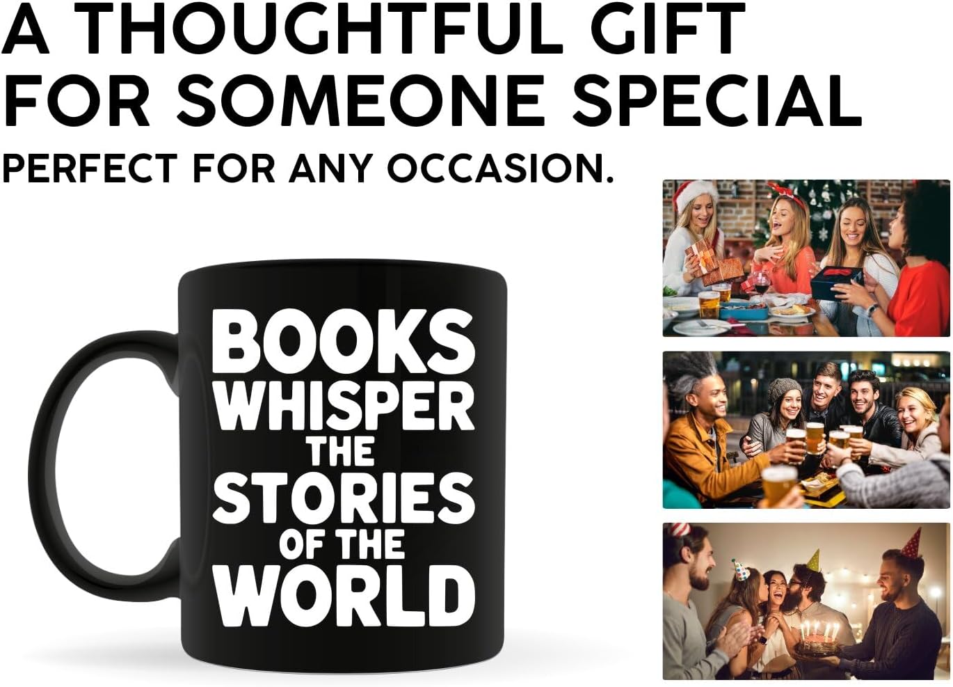 Reader Coffee Mug 11oz Black -Books whisper - Gift for Reader Book Lover Funny Reading Readers Writers Women Bookish Club