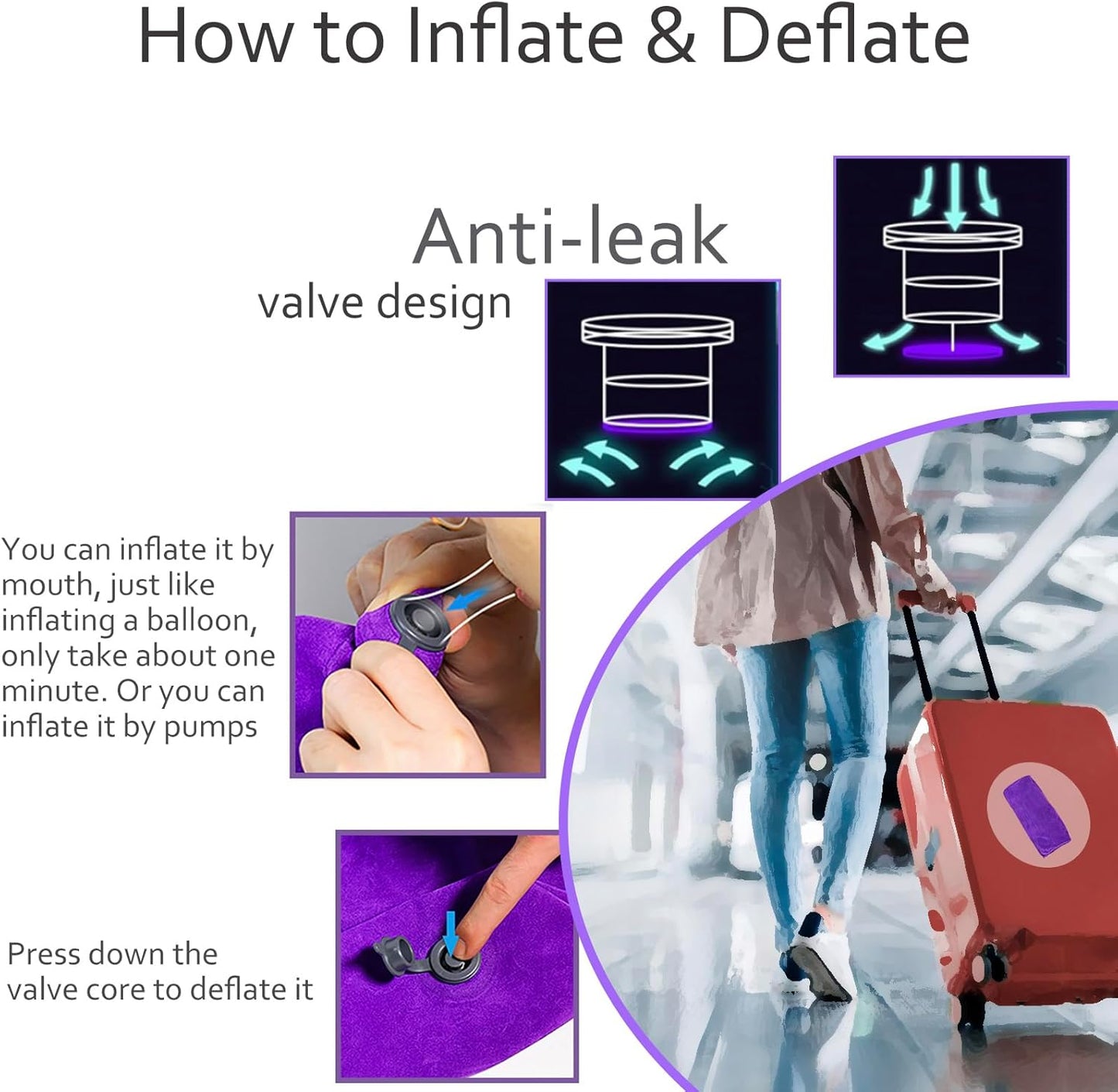 Leg Elevating Pillow - Heart Shape, Leg Elevation Pillows for Swelling Blood Circulation, Inflatable Wedge Pillow for Traveling, Wedge Pillow for Legs Foot Pain Relief Acid Reflux, Easy Carry Storage