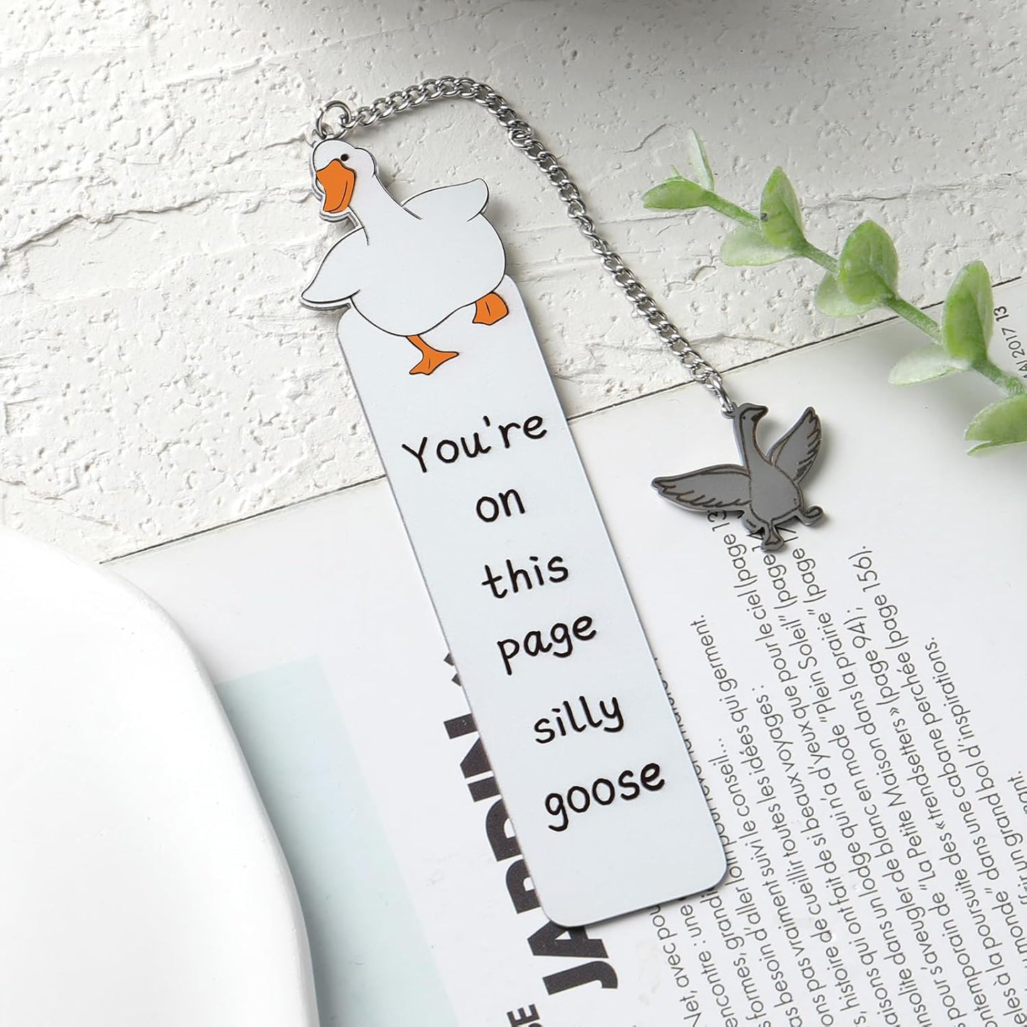Funny Silly Goose Bookmarks - Cute Boo Basket Stuffers Book Mark Reading Accessories Women Girls Kids Bookish Lovers Metal Bookmark Practical Gifts College Students Back to School Birthday