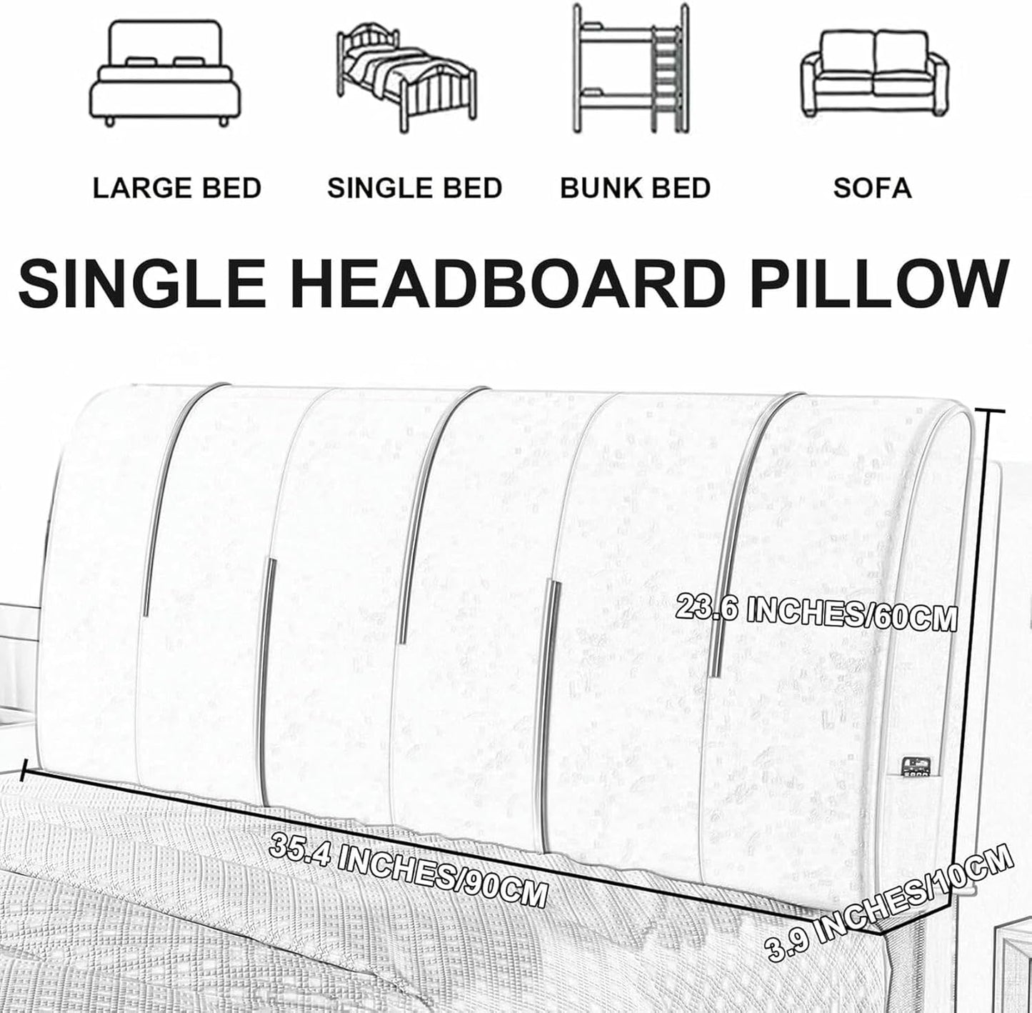 Pink,Straps/53x23x4In,Headboard Cushion Wall Pillow Full Bed Backrest,Wedge Headboard Upholstered Reading Pillow Lumbar Support Pillow for Sofa Bed Bunk Bed
