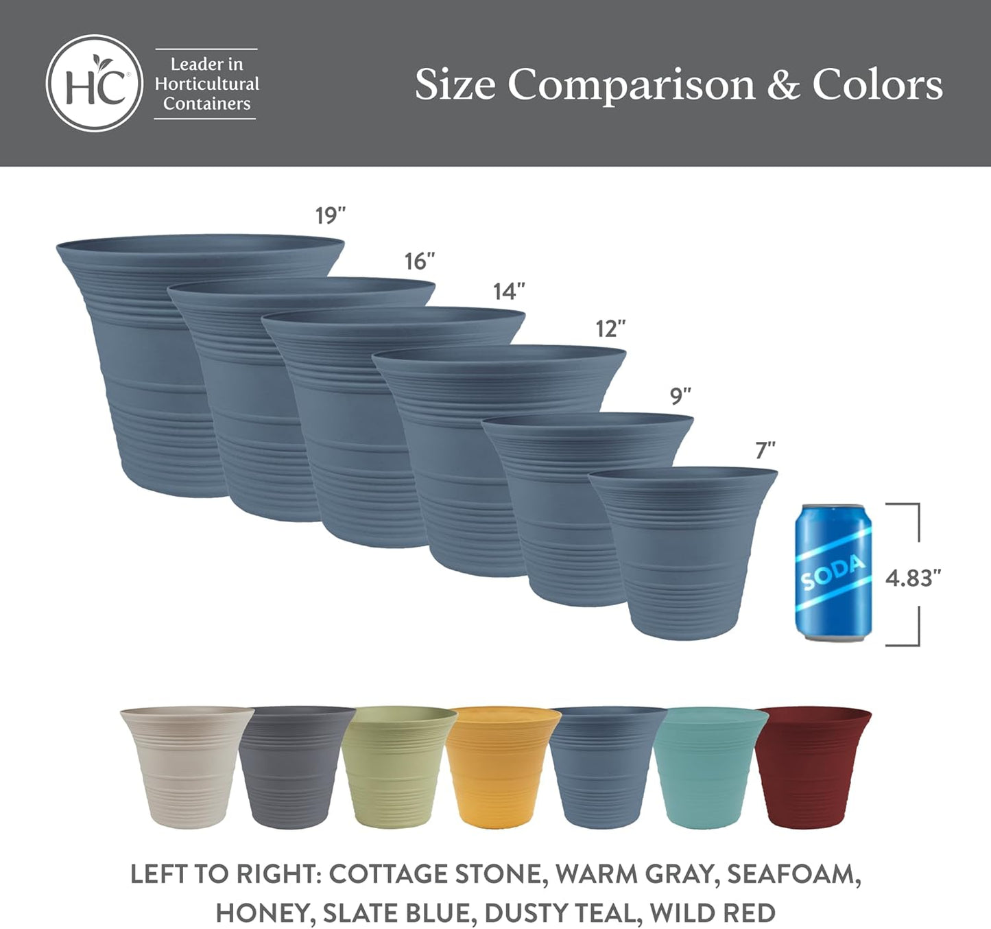 The HC Companies 14 Inch Sedona Round Self Watering Planter Pots, Lightweight UV-Resistant Plastic Indoor & Outdoor Planters, 2-Pack Flower Pots for Garden & Home Decor, Cottage Stone