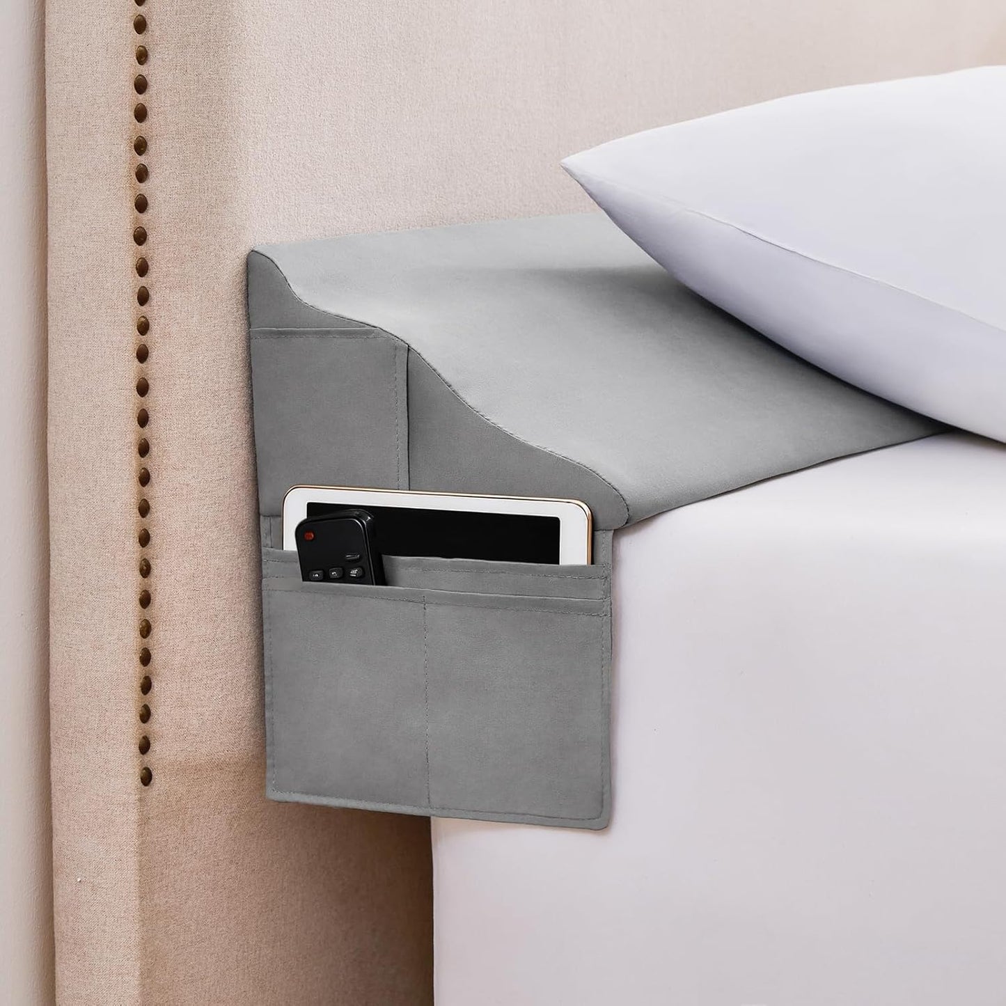 Bed Wedge Pillow for Headboard Gap Filler Queen(60"x6"x10")-Triangle Pillow Wedge for Bed, Mattress Wedge Gap Filler for Headboards, Soft Washable Cover, Neck Back Support&Sleeping Pillow Wedge, Gray