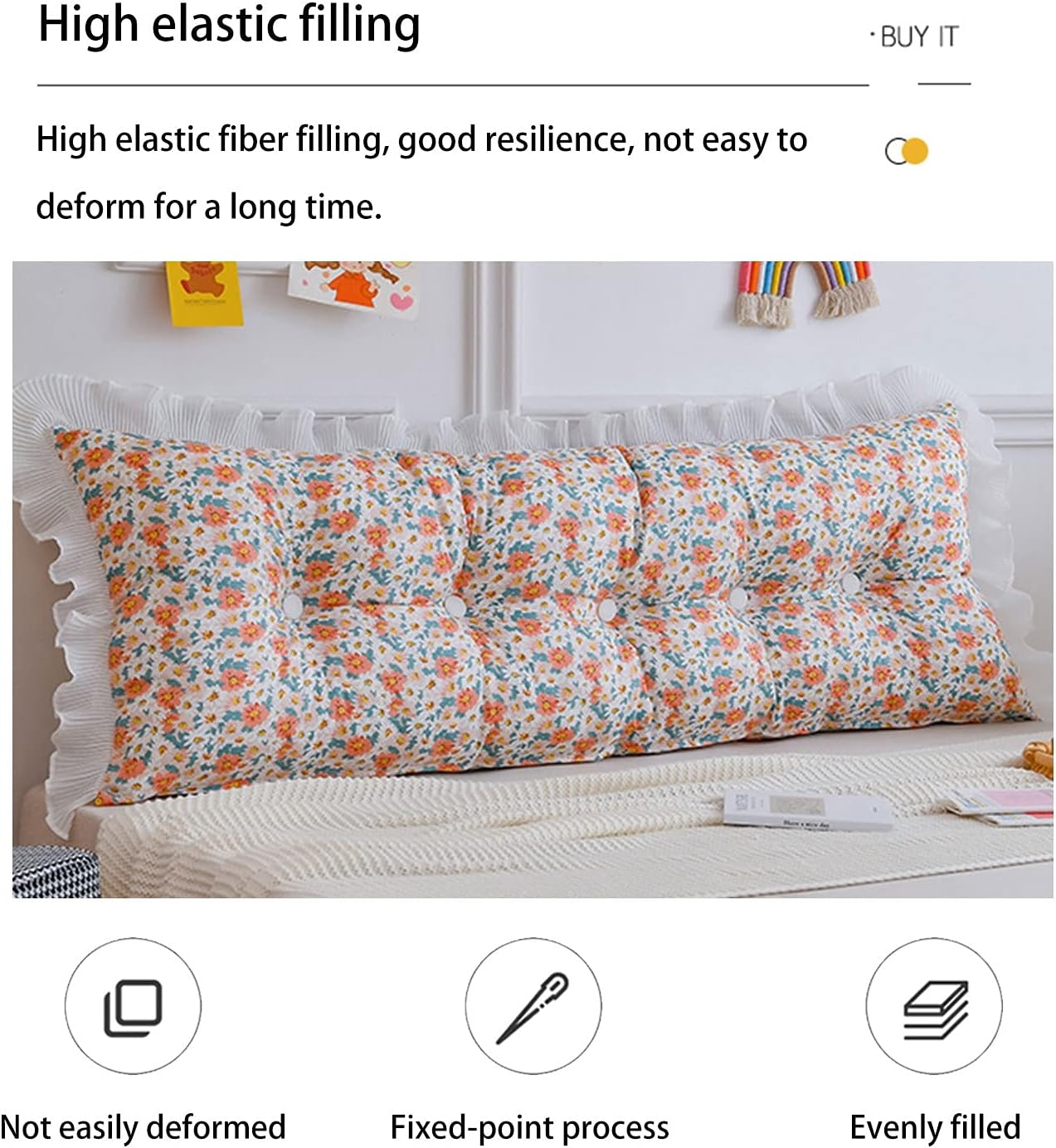 Large Bolster Upholstered Headboard Reading Pillow with Lacy, Positioning Support Backrest Cushion, for Day Bed Bunk Bed Removable Cover (Color : E, Size : 1005015CM)