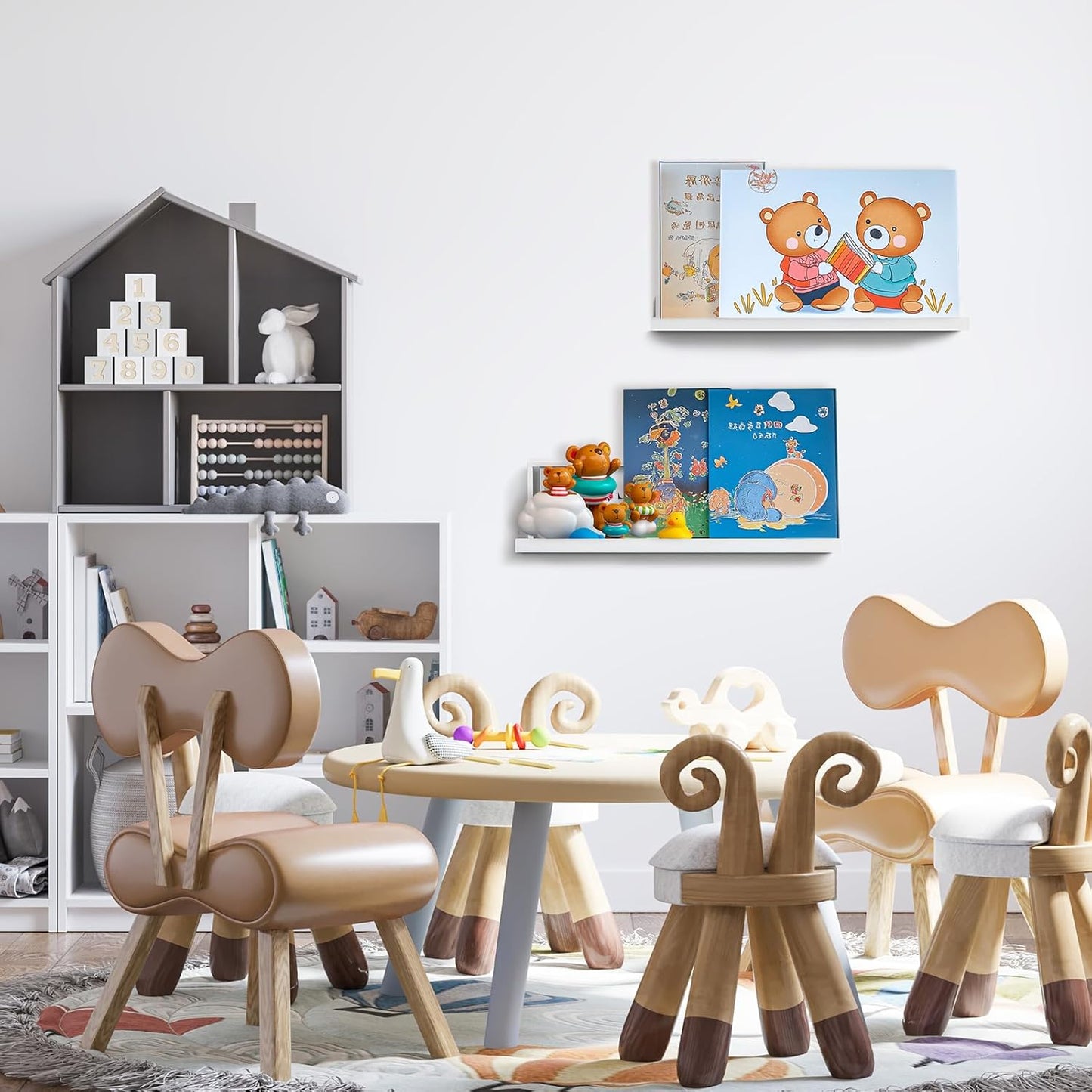 24 inch Long Shelf for Wall: White Wall Book Shelves for Bedroom Kids - Narrow Floating Shelves for Picture Photo