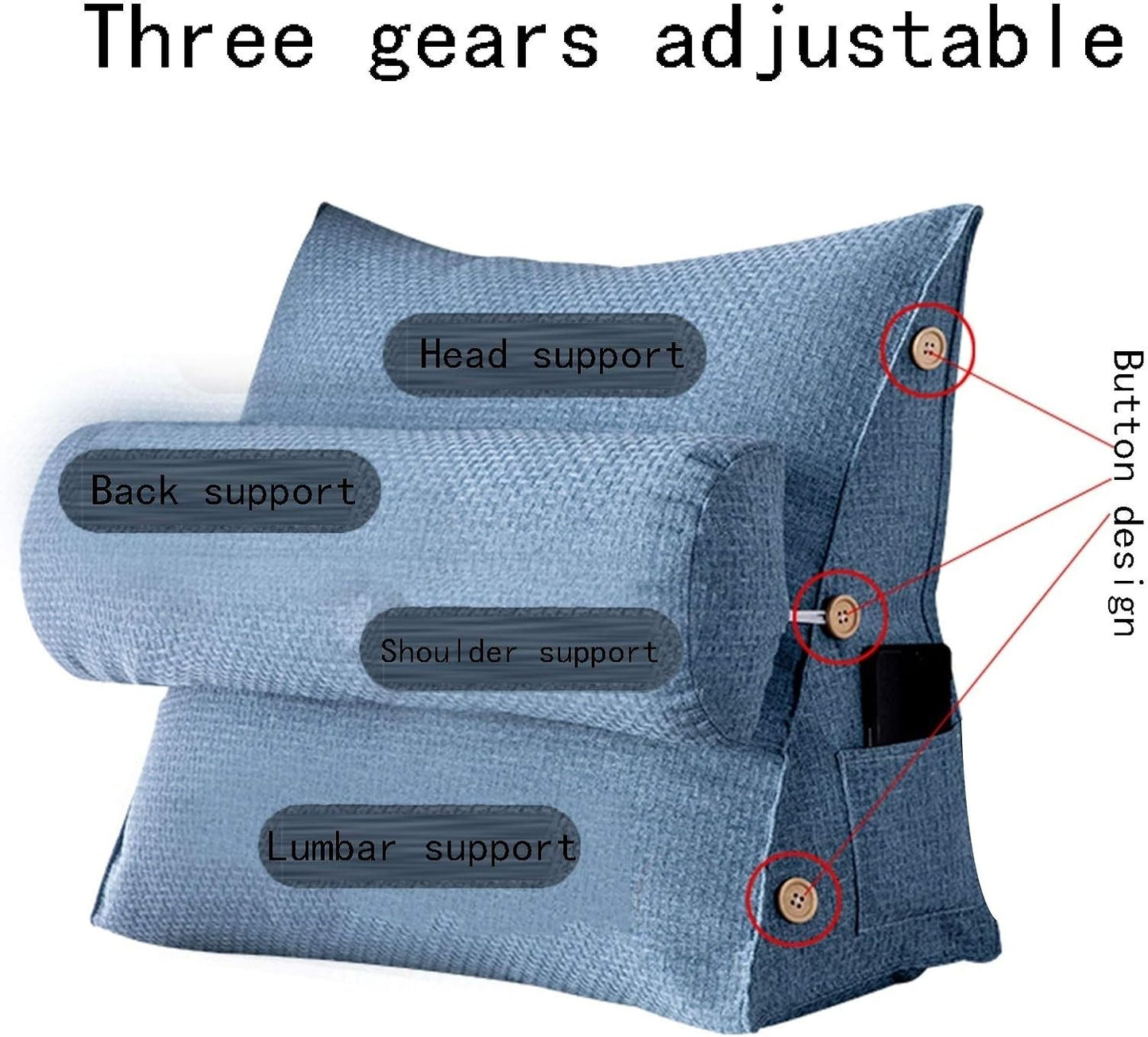 Reading Pillow Blended Chemical Fiber Fabric Lumbar Support Cushion for Reading Learning 4 Colour 16 Size Optional (Colour: White Size : 45 x 22 x 50 cm (2 Pieces)) (Orange 45 x 22 x 50 cm)