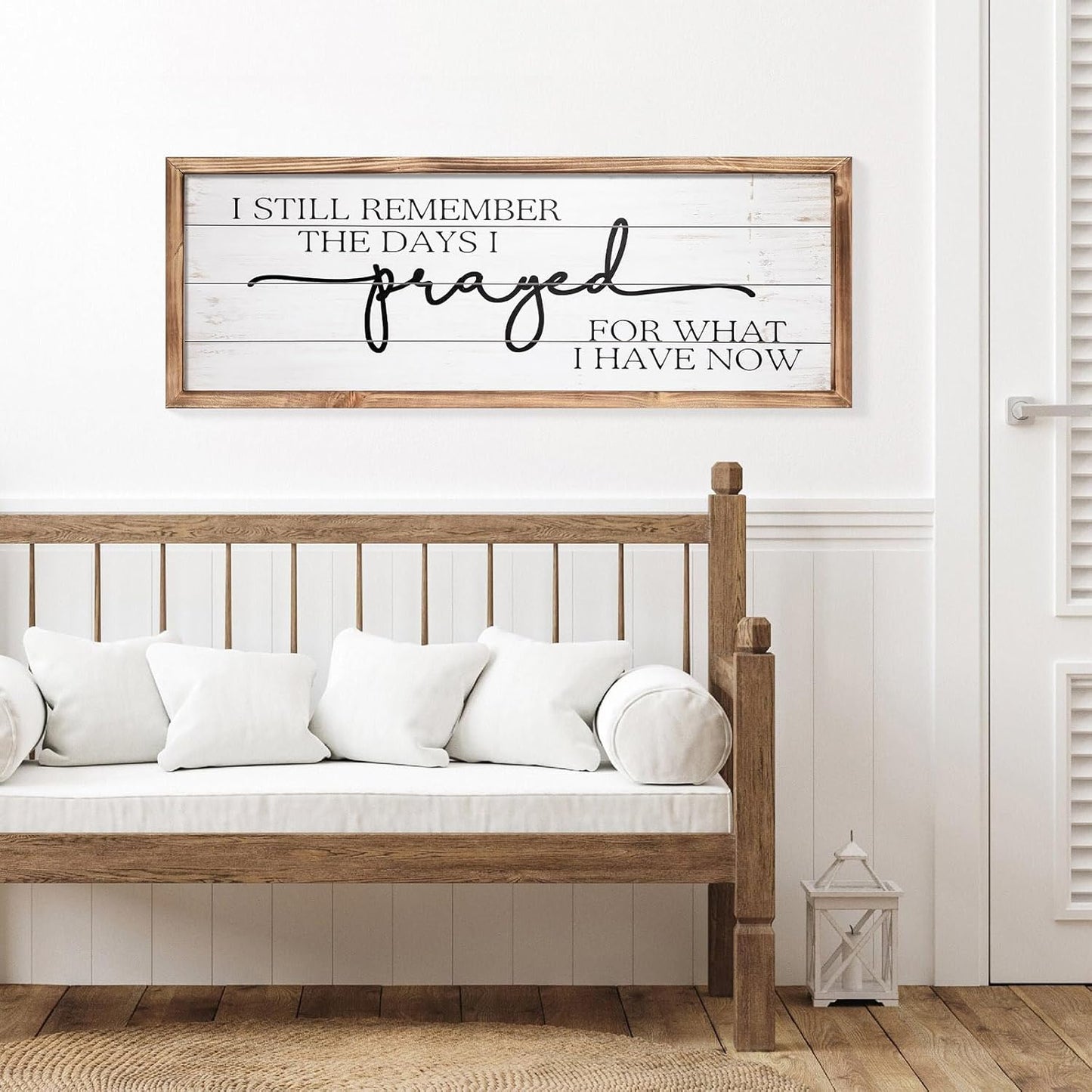 MODE HOME Large Wall Art - "I Still Remember The Days I Prayed for What I Have Now" - Inspiring Farmhouse Wall Decor for Bedroom, Above Bed Wall Decor, Living Room, or Dining Room Display, Rustic Bedroom Wall Art for Home Decor 42x15 inch