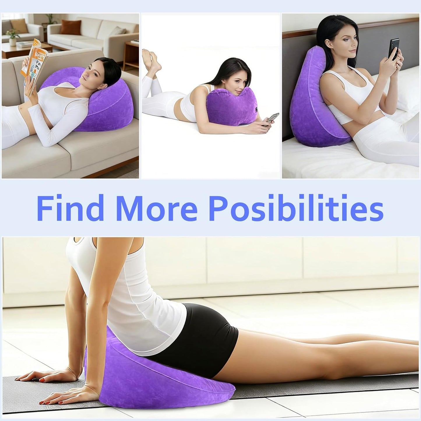 Inflatable Acid Reflux Pillow, Portable Pillow Wedges for Sleeping, Lap Desk Gaming Pillows for Travel, Multi-Functional Wedge Yoga Pillow for Reading, Laptop, Crocheting, Body Positioners