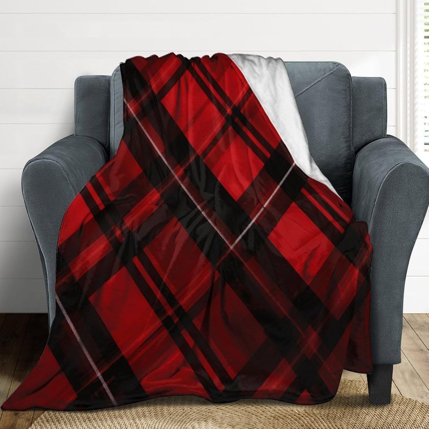 Red and Black Plaid Blanket Super Soft Lightweight Throw Blanket Cute Cozy Warm Bed Blanket Decorative Fuzzy Blanket All-Season Home Decor Gift for Sofa Couch Living Room 40"*50" （100 * 130cm）