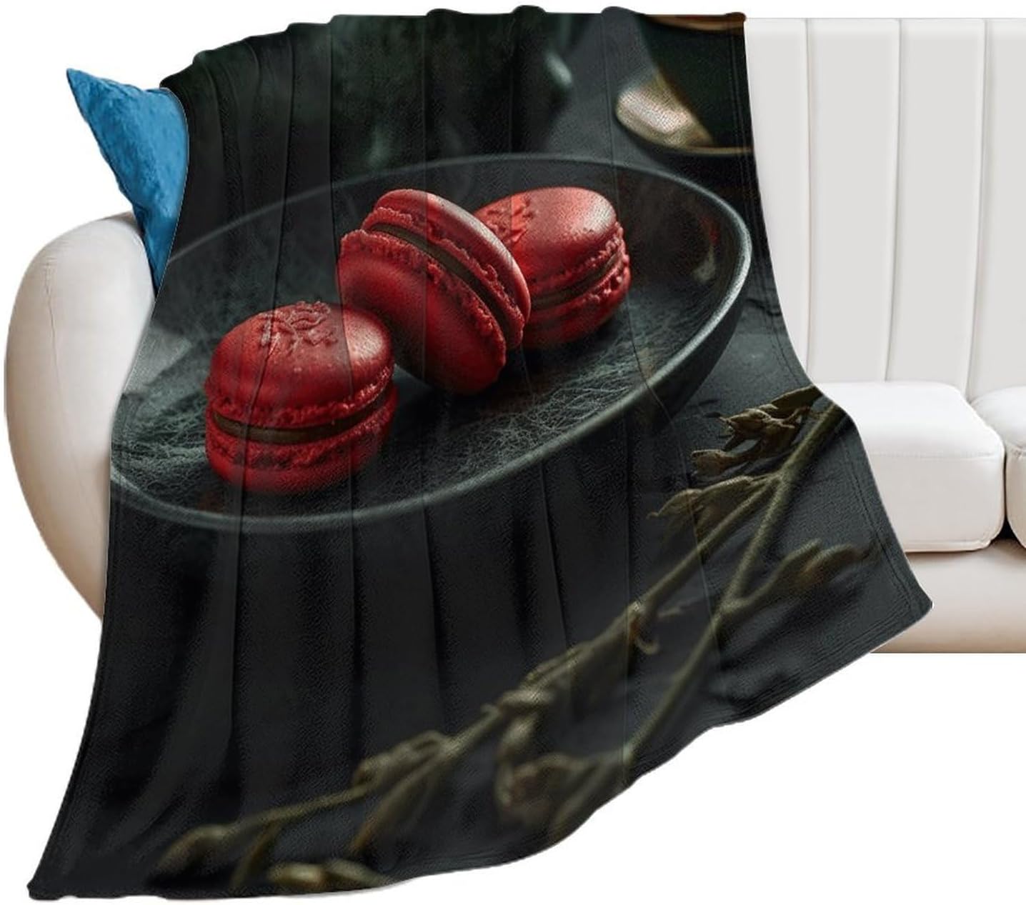 Macaroons on The Plate Throw Blanket for Couch Super Soft Warm Lightweight Throw Blankets Cozy Flannel Bed Blanket Cute Decorative Blankets for All Seasons Home Decor Gift 30"*40"（76 * 100cm）
