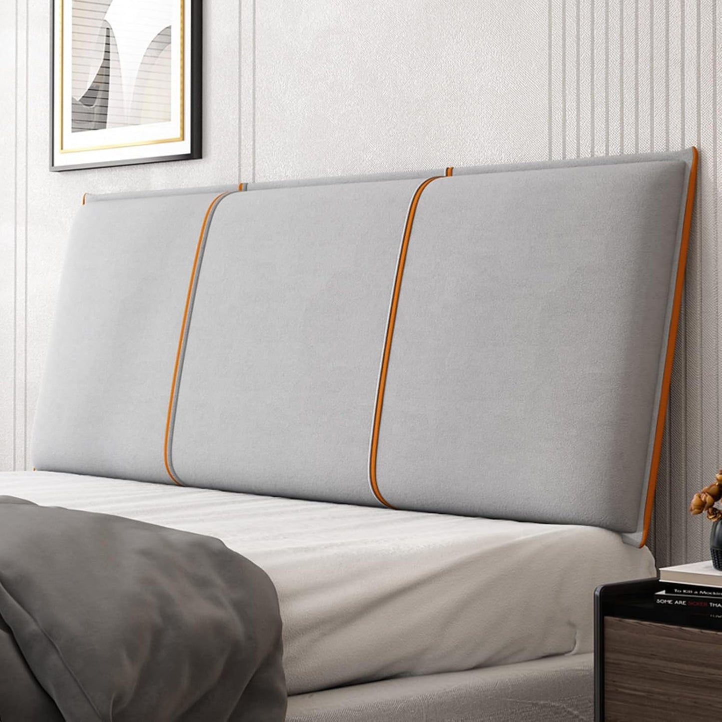 Headboard Bed Backrest Cushion Wedge Lumbar Pad Microfiber Cover Used for Bedroom Sofa Bed Reading Pillow Customizable (Color : Dark Blue Size : 90X60X10CM) (Light Gray 180X60X10CM)