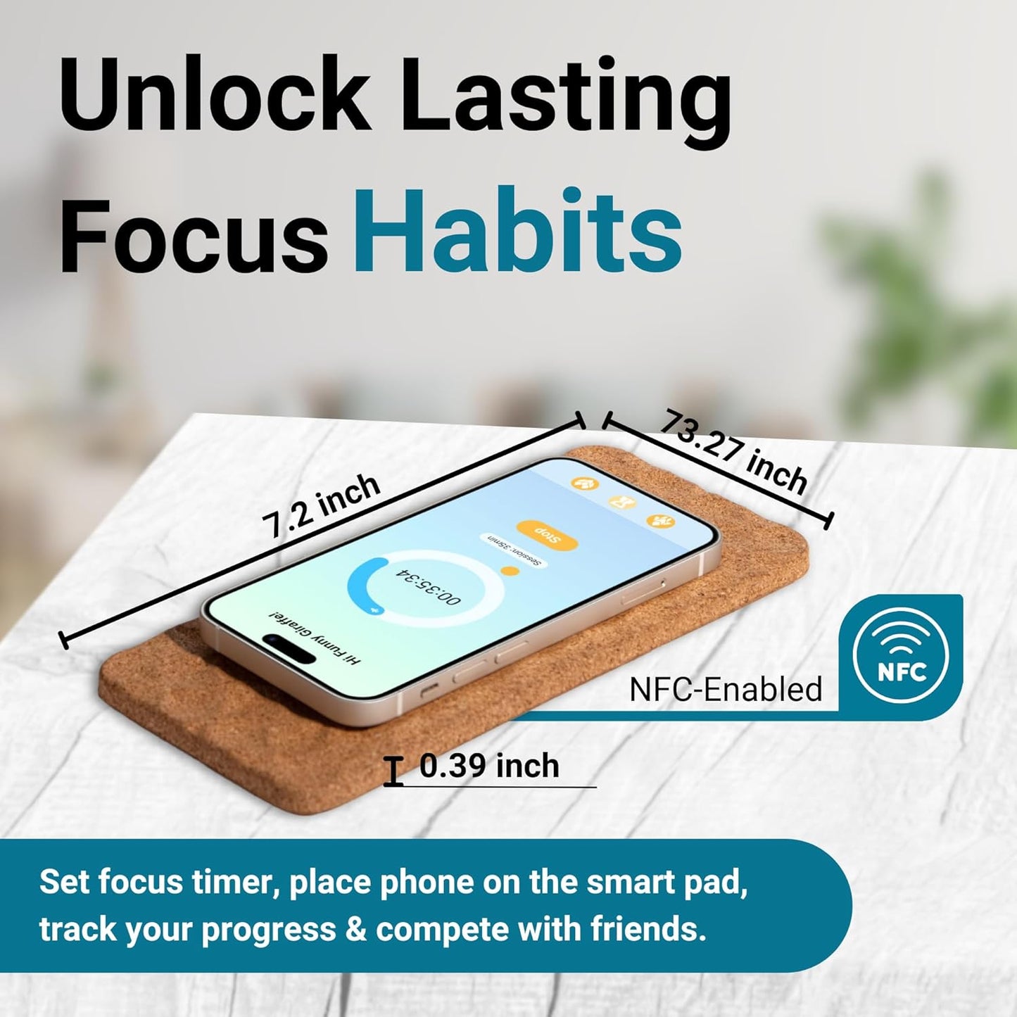 Smart Pomodoro Timer Smart Pad with Free Companion App | Boost Focus & Productivity | Minimize Digital Interruptions | Perfect for Work and Study | Made in EU
