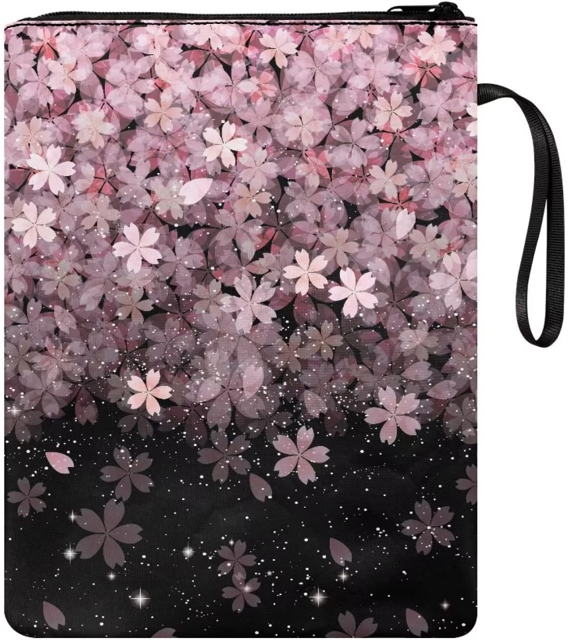 Talayituse Cherry Blossom Print Book Sleeve with Zipper Book Cover for Book Lovers Book Protector Washable Multifunctional Book Pouch Fits Most Standard Paperbacks Hardcovers