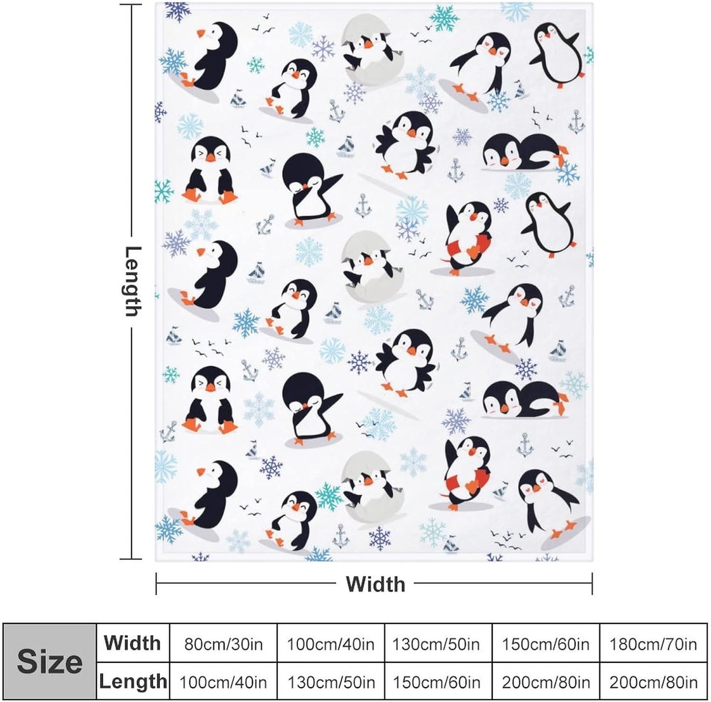 Animal Penguin Blanket Ultra Soft Cute Penguins Flannel Fleece Throw Blankets Lightweight Microfiber Fun Art Kids Adult Bedding for Gifts Travel 60"X50"