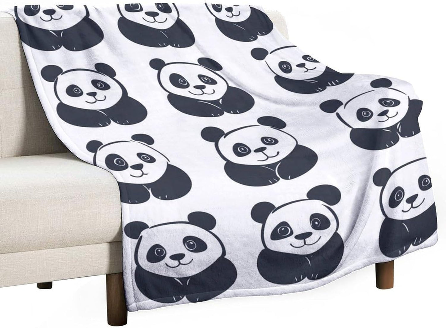 Panda Throw Blanket for Couch Bed Plush Cozy Fuzzy Flannel Blanket for All Season 60"x80"