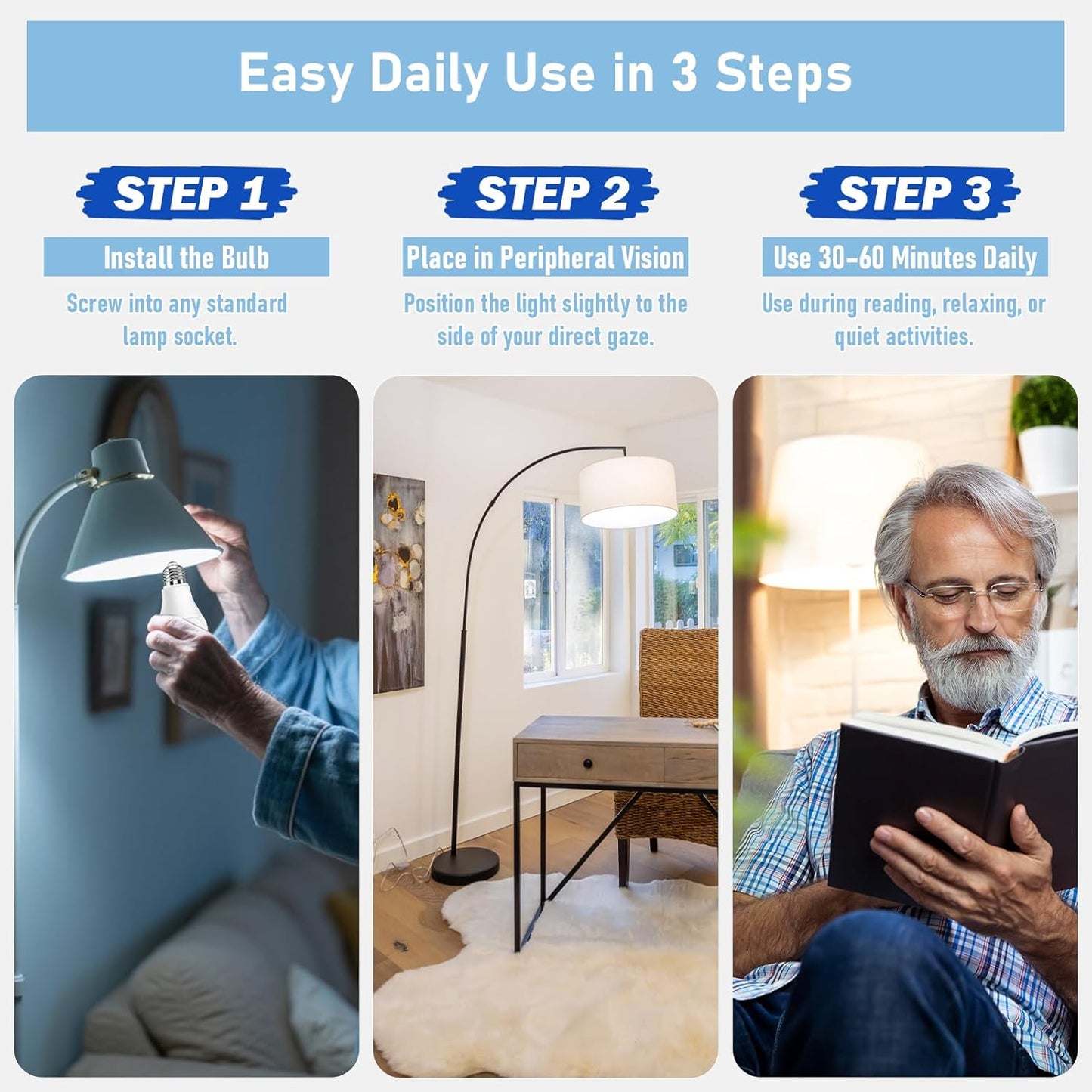 40Hz Therapy Light Bulb – Improve Focus, Memory & Mood for Seniors – Easy to Use | 85–265V Wide Voltage | E26 Base| 6000K Daylight | No Headache | Easy Daily Use