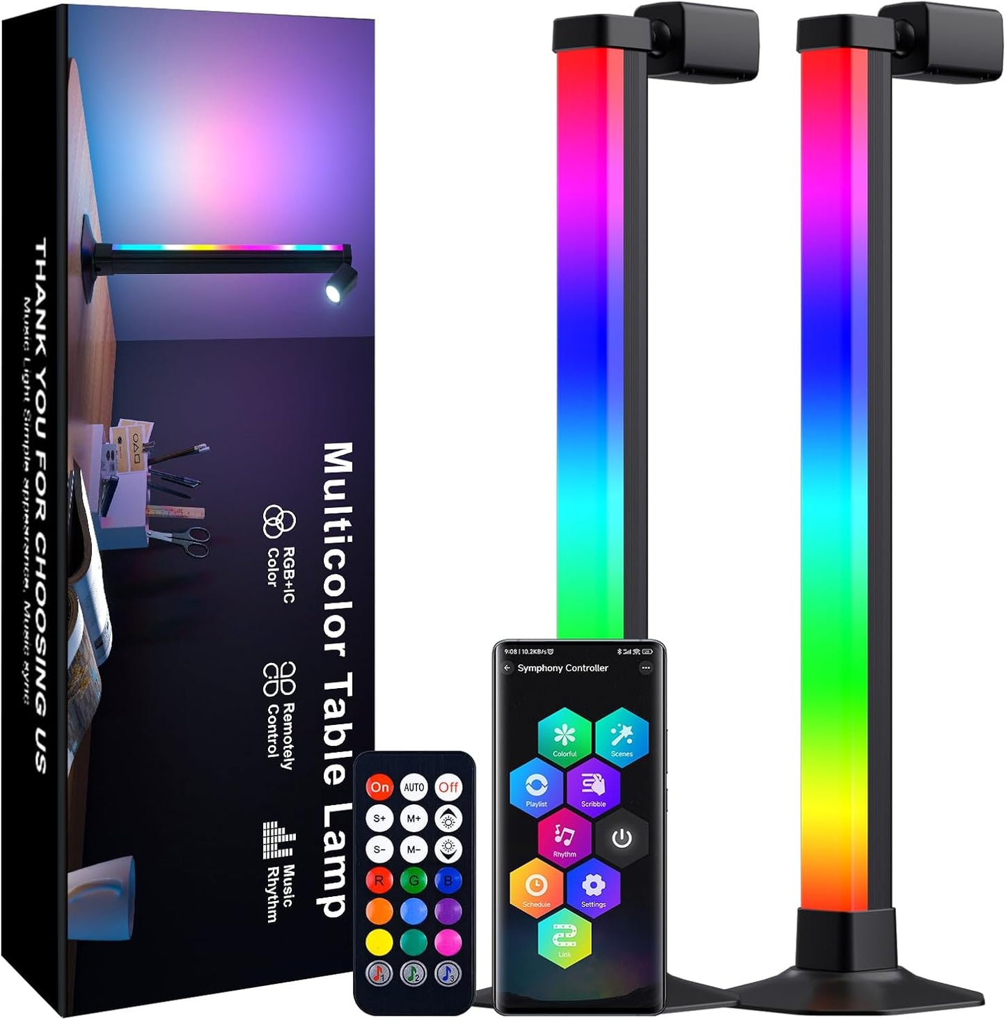 MIHEAL 2PCS Multi-Color LED Light Bar with Spot Lamp for Living Room, Bedroom, Dining Room, Kitchen, Office, Home Decor