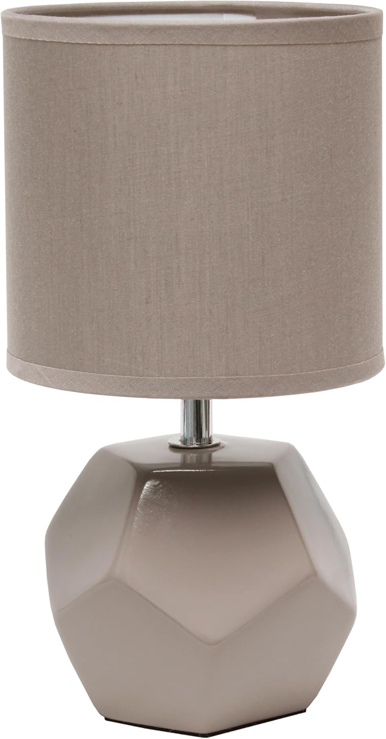 Simple Designs LT1212-GRY 10.24" Modern Round Geometric Cube Table Lamp with Matching Shade, Gray