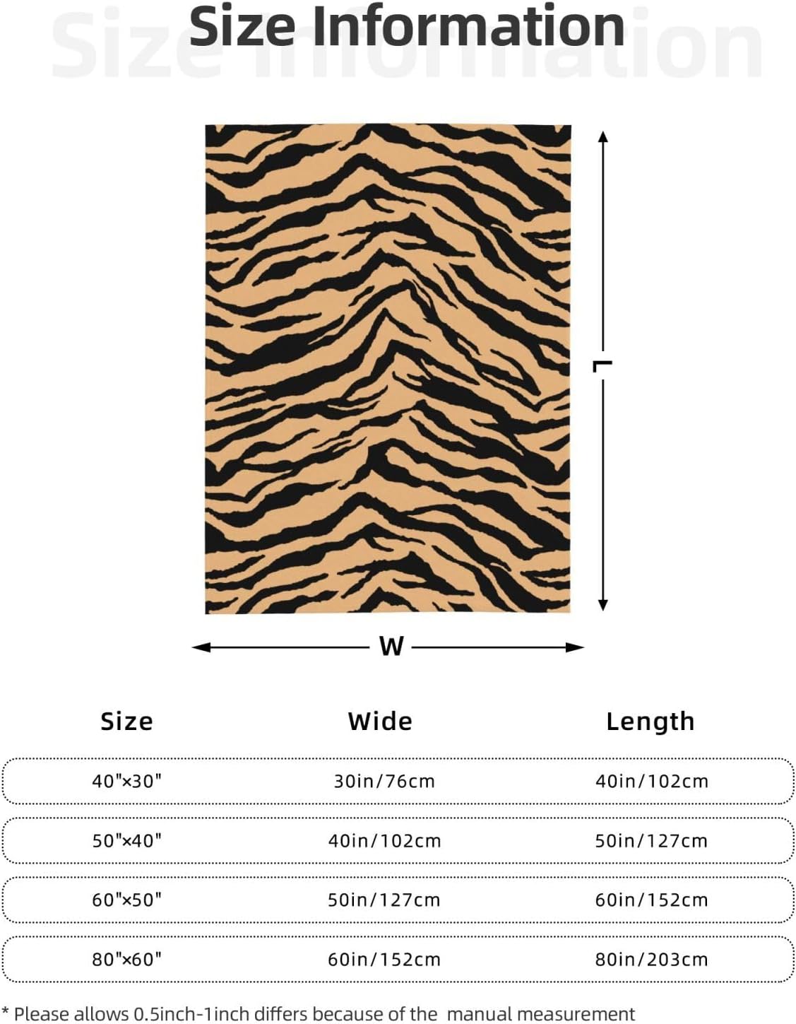 Tiger Striped Print Bed Blanket Ultra Soft Wildlife Animal Skin Stripes Throw Blanket All Season Warm Light Weight Cozy Plush Blankets for Home Bedroom Sofa Chair Travel, 50"X40"