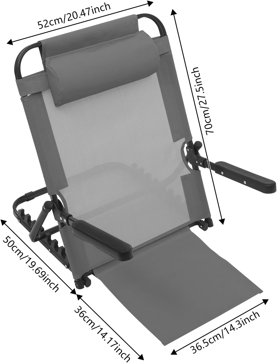 Adjustable Folding Bed Backrest with Pillow & Armrest, 40°-90° Portable Support for Elderly, Pregnant Women & Patients, 400lbs Capacity, Ideal for Reading, Eating & TV (Black)