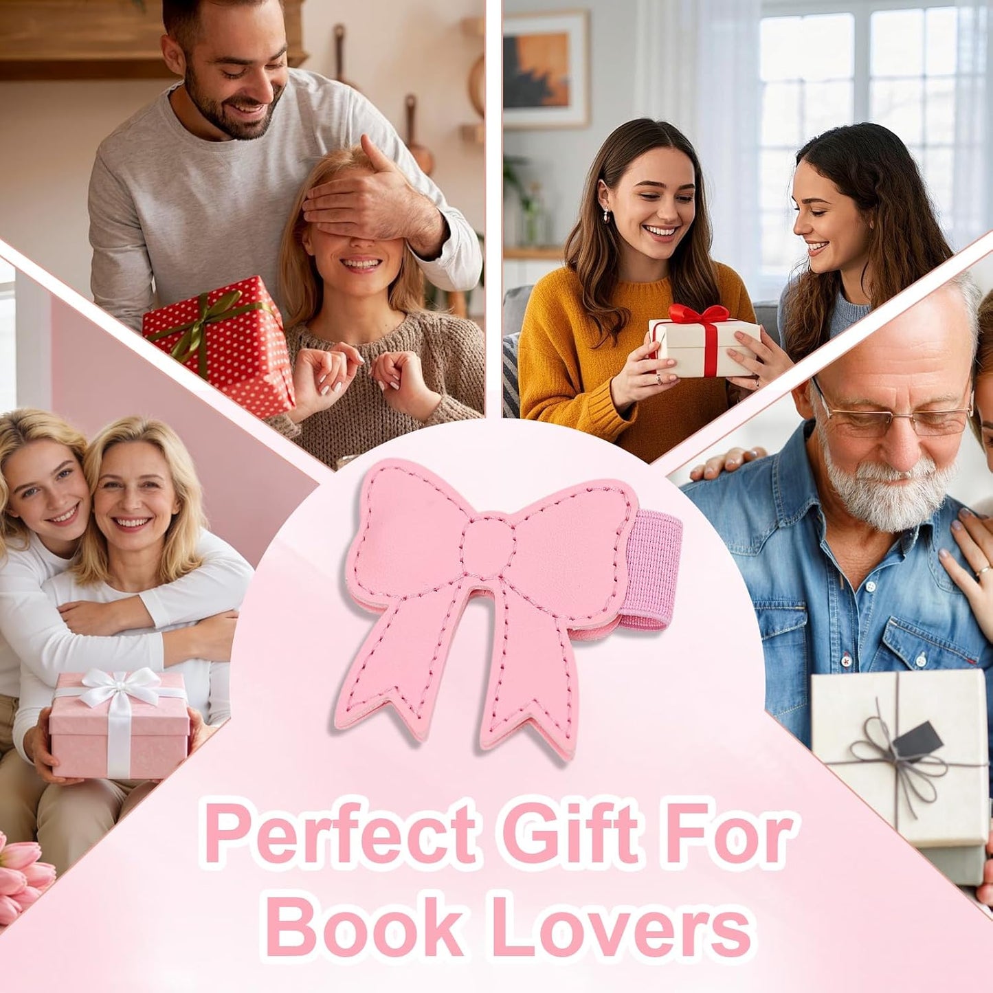 2 PCS Megnatic Leather Heart Bookmarks with Pen Holder, Bow-Shaped Bookmarks with Gift Box for Reading Women, Book Marks Clip Gift for Book Lover Readers