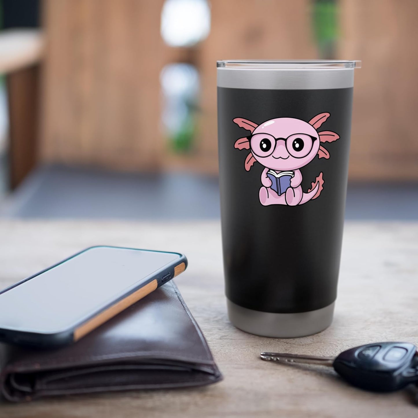Aquatic Creature Reading A Book Kawaii Cute Funny Stainless Steel Insulated Tumbler
