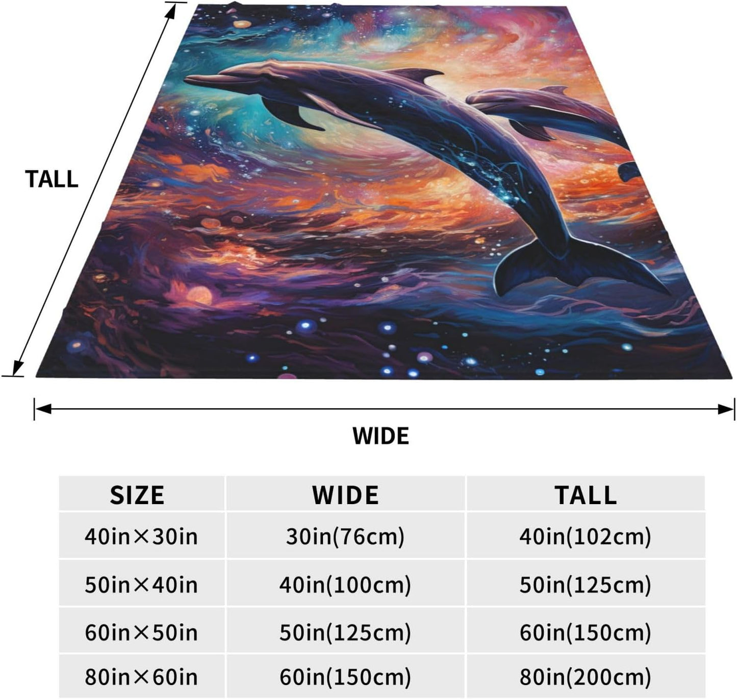Dolphin Throw Blanket Cute Dolphin Blue Ocean Animal Themed Blanket for Kids Boys Girls Adult Room Decor Flannel Plush Ocean Dolphin Blankets Sofa Couch Living Room Bed Camping Travel 60"x50"