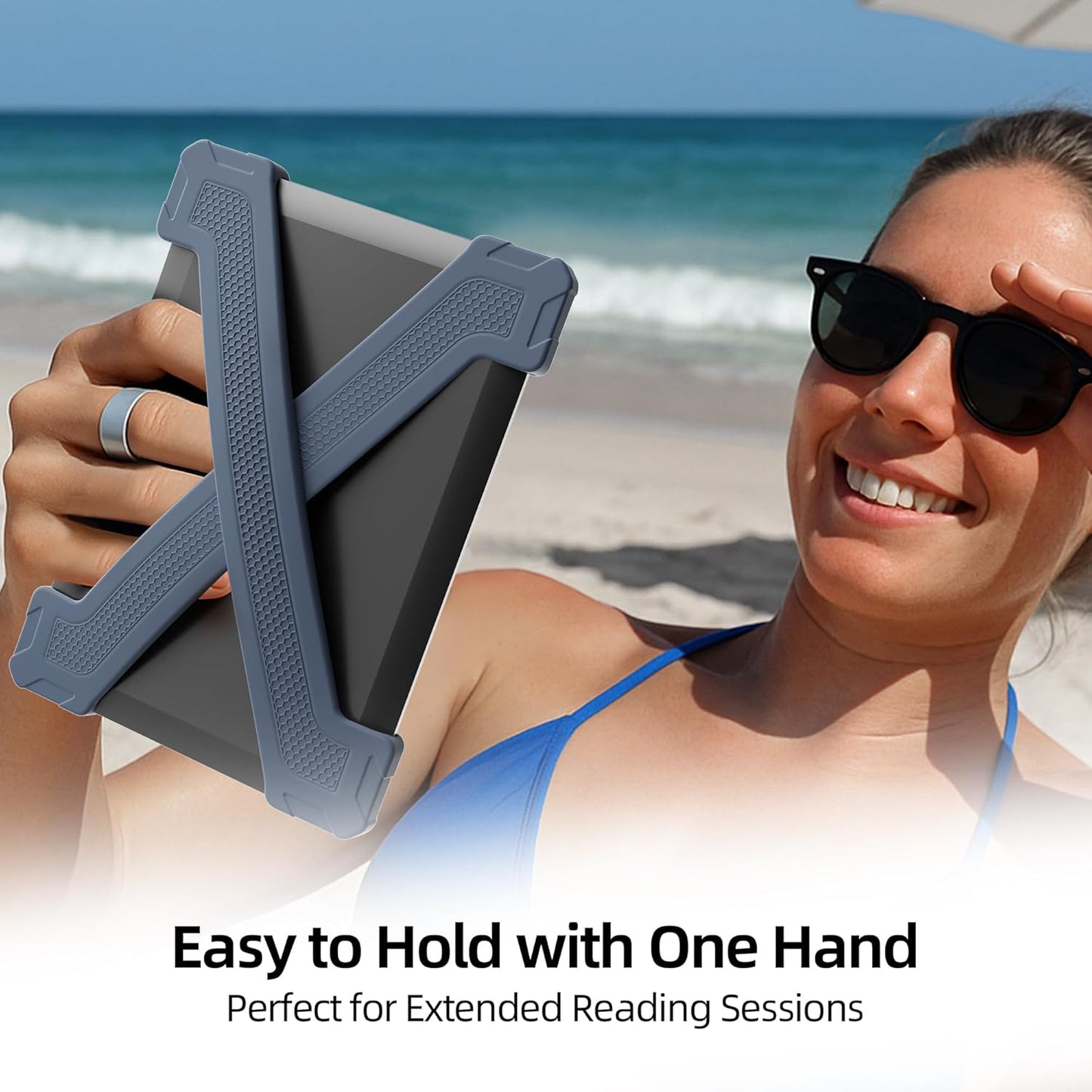 ELETIUO Hand Strap for Kindle Basic Gen 11 (2022) & Kobo Nia-2 Pack Lightweight Silicone Grip for 6" E-Readers,Secure Anti-Slip Holder for Comfortable Reading,Small-Dark Blue