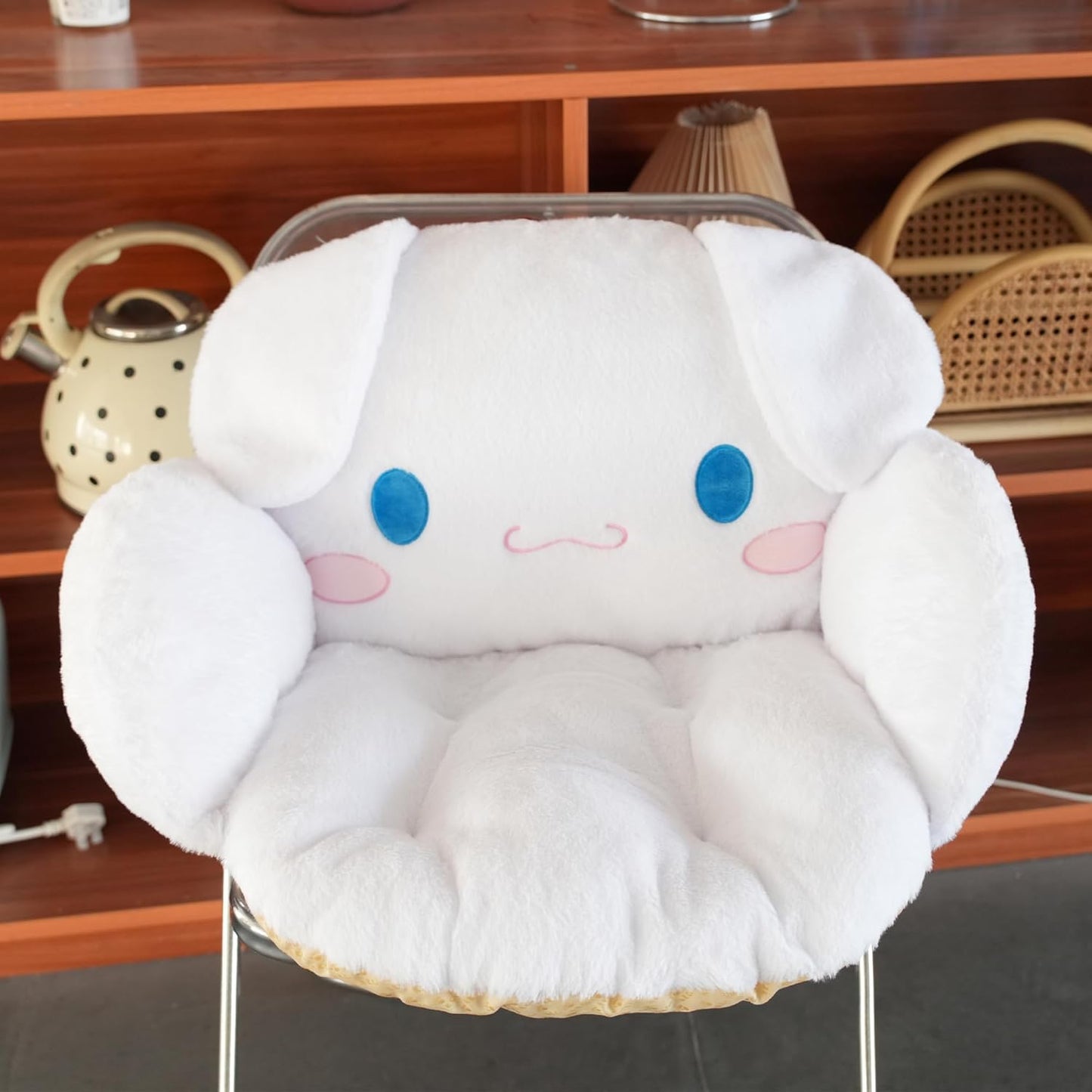 Juju White Kawaii Cushion - Kawaii Room Decor - Seat Cushions for Office Chairs - Office Chair Cushions - Car Seat Cushion - Gaming Room Decor - Gaming Desk Accessories Floor Pillow (White)