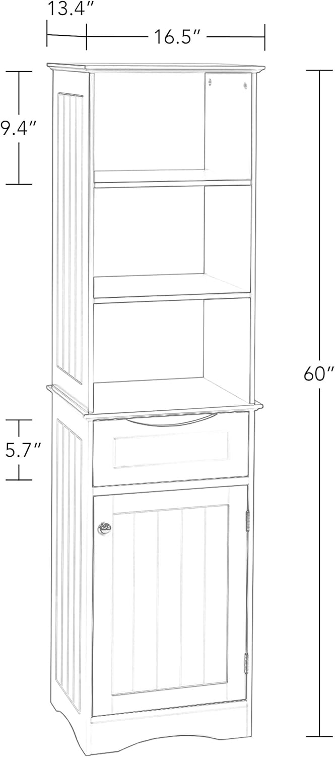 RiverRidge, Gray Ashland Bathroom Freestanding Storage Cabinet with Three Open Shelves and Drawer, Size