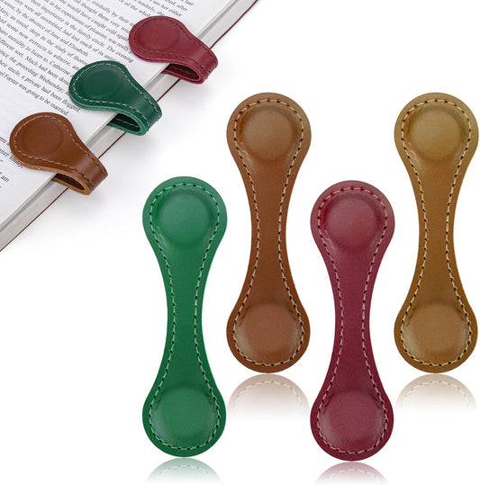 Mity rain 4PCS Magnetic Bookmarks, Magnetic Bookmarks Leather for Women, Double-Sided Vintage Book Mark Clip Gift for Book Lover Readers Men Women Teachers Students, Book Accessories