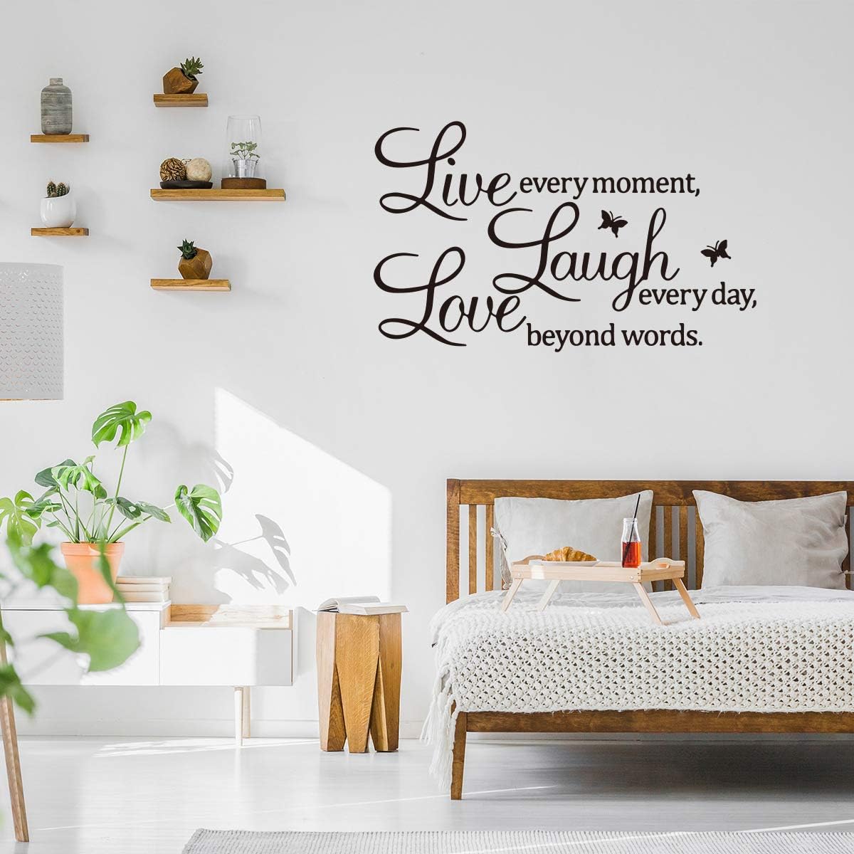 Rertcioph Live Every Moment,Laugh Every Day,Love Beyond Words,Wall Sticker Motivational Wall Decals,Family Inspirational Wall Stickers Quotes