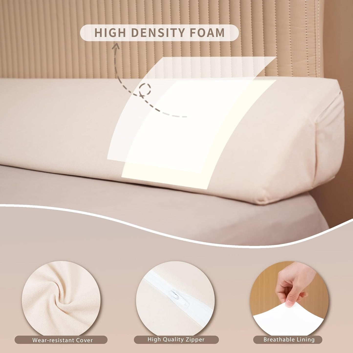 Aurako Queen Size Bed Wedge Pillow Headboard Pillow Mattress Wedge Bed Gap Filler Triangle Memory Foam Wedges Body Positioners for Sleeping Body Lumbar Backrest Reading Bolster Pillow