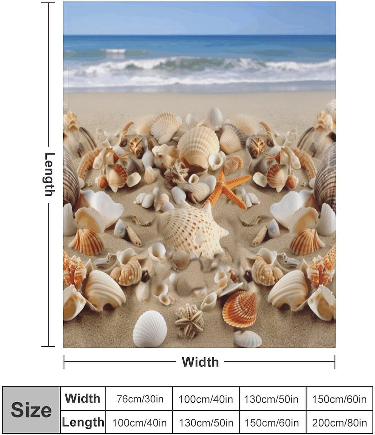 Beach Shells Throw Blanket for Couch Super Soft Warm Lightweight Throw Blankets Cozy Flannel Bed Blanket Cute Decorative Blankets for All Seasons Home Decor Gift 60"*80"（150 * 200cm）