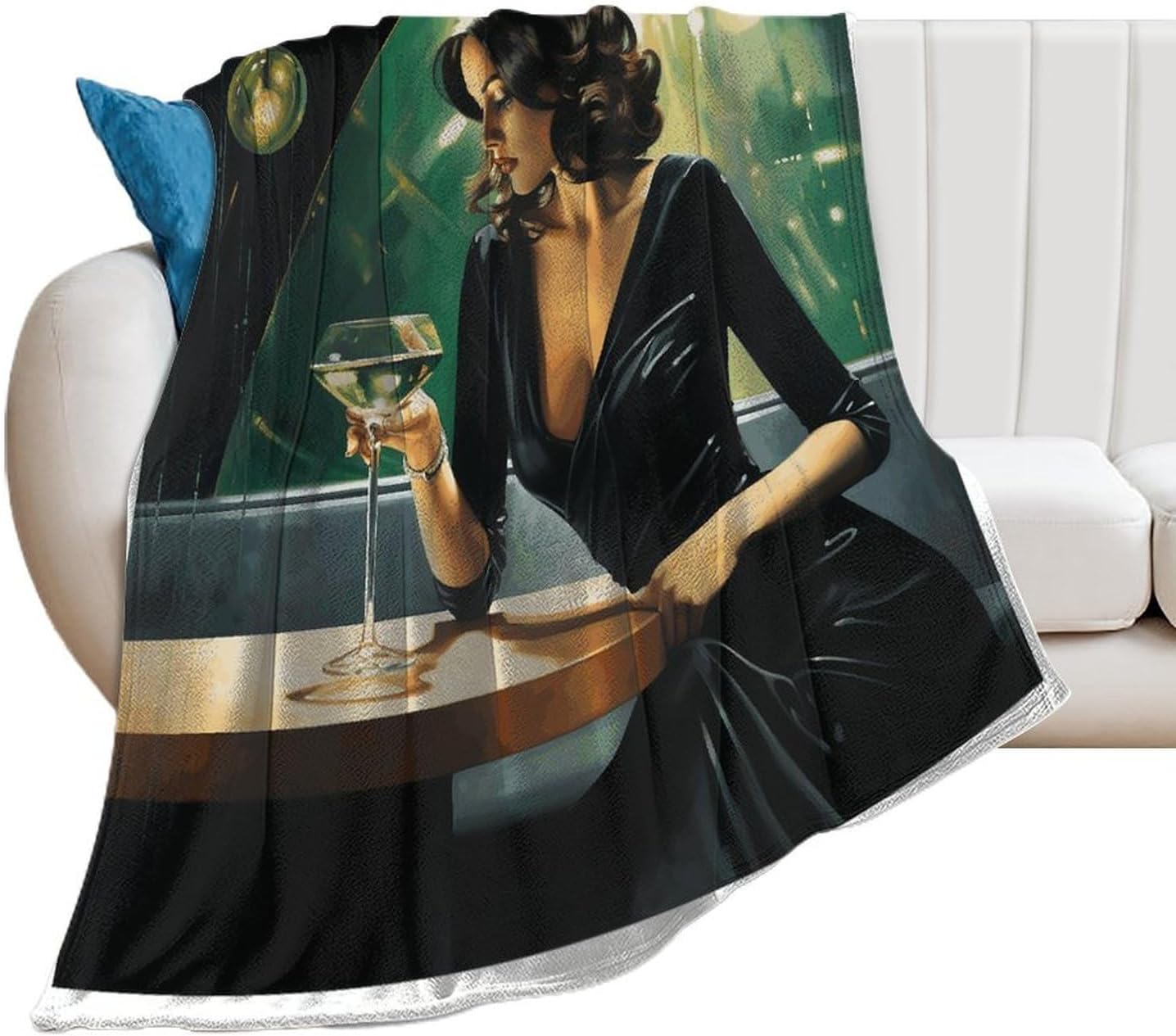 Woman Drinking Alone Throw Blanket for Couch Super Soft Warm Lightweight Throw Blankets Cozy Flannel Bed Blanket Cute Decorative Blankets for All Seasons Home Decor Gift 50"*60"（130 * 150cm）