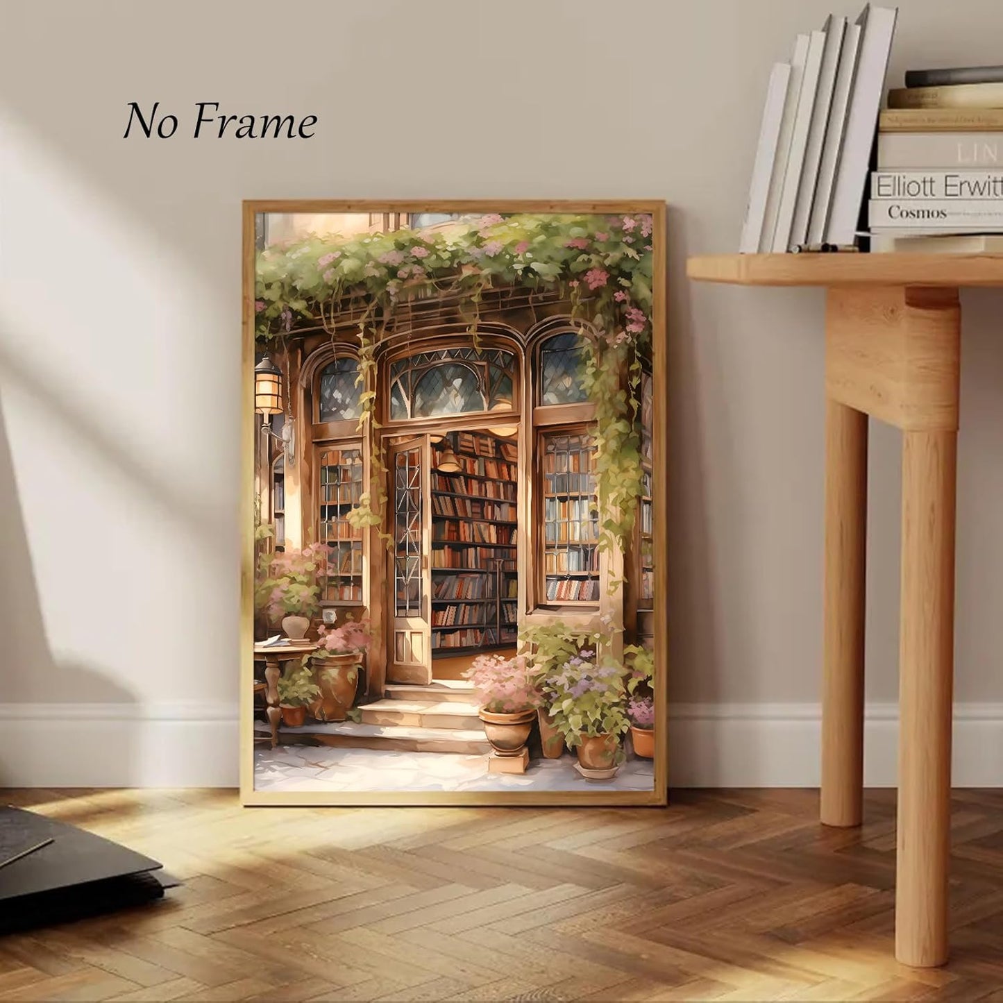 Book Store Poster Reading Canvas Wall Art Book Aesthetic Wall Print Antique Library Picture French Country Painting Floral Vintage Library Posters Farmhouse Bookshop Wall Art Room 16x24in No Frame