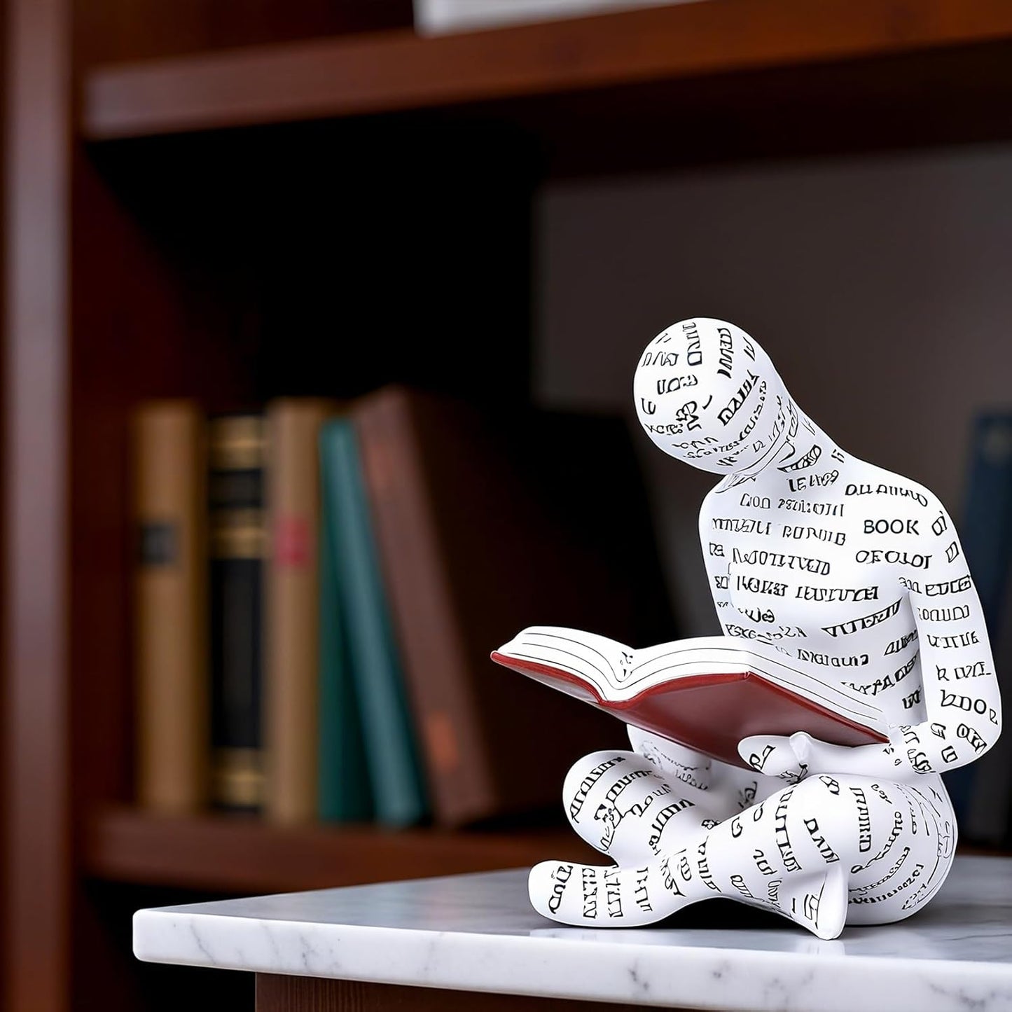 SHENGTIAN Resin Reading Woman Statue - Reading Nook Decor, Desk Figurines, Reading Room Reading Decor, Book Lover Decor & Shelf Sitters - Reading Statue, Reading Figurine for Reading Offic Decor