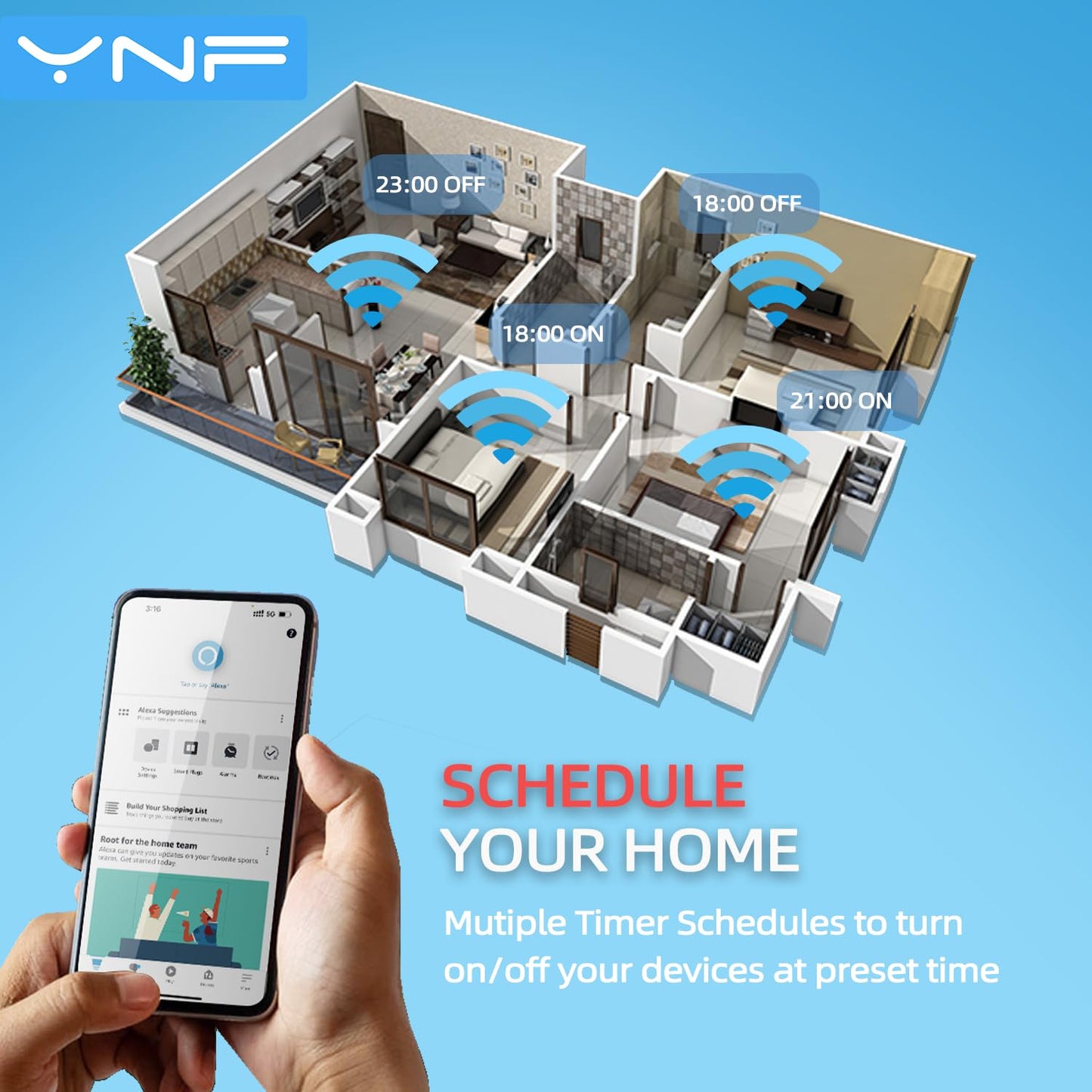 YNF Mini Smart Plug, Simple Setup with One Voice Command, Smart Plugs That Compatible with Alexa , Remote Control, Timer & Schedule, BLE Mesh Plug Requires Alexa Echo （4 Pack）