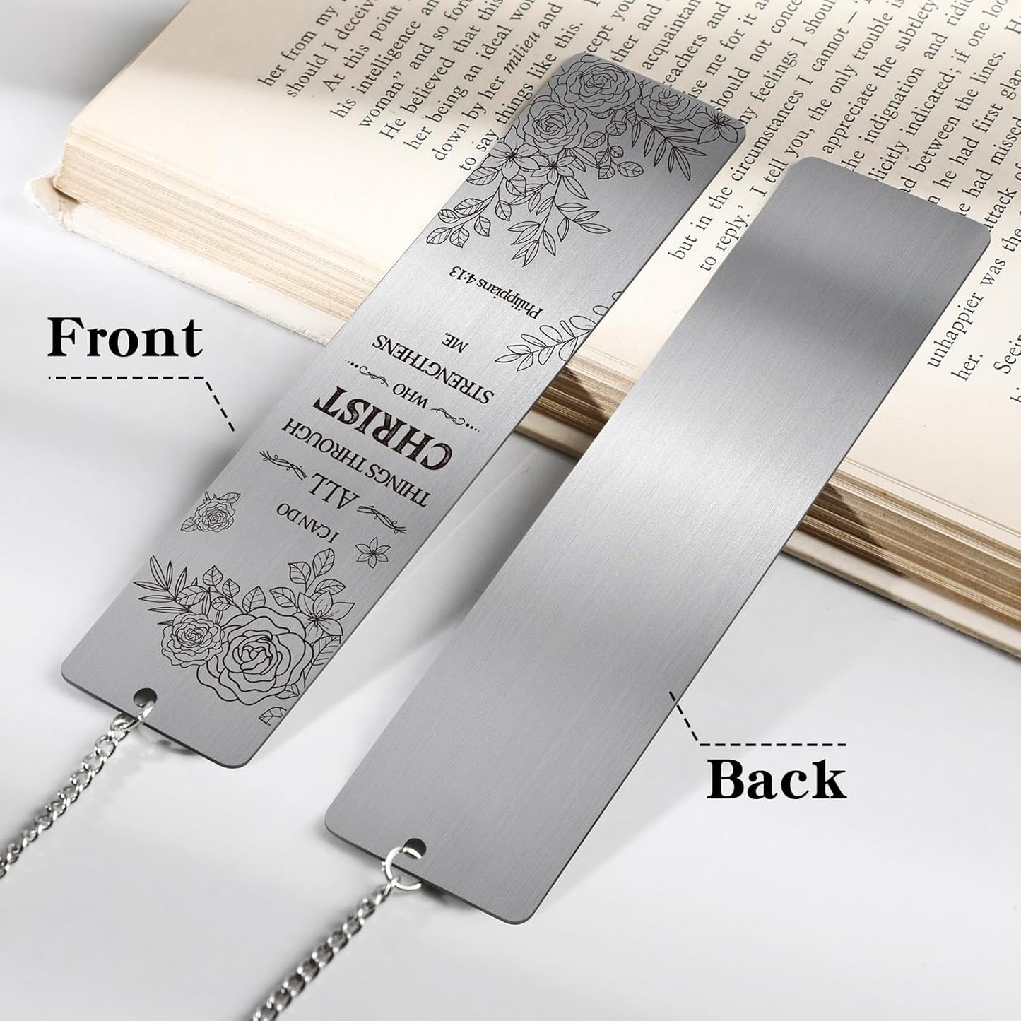 Christian Metal Bookmarks Gifts - 2 Pcs Bible Verse Inspirational Book Marks for Women Religious Cross Plant Unique Page Markers Reading Birthday Student Teacher School Office Accessories