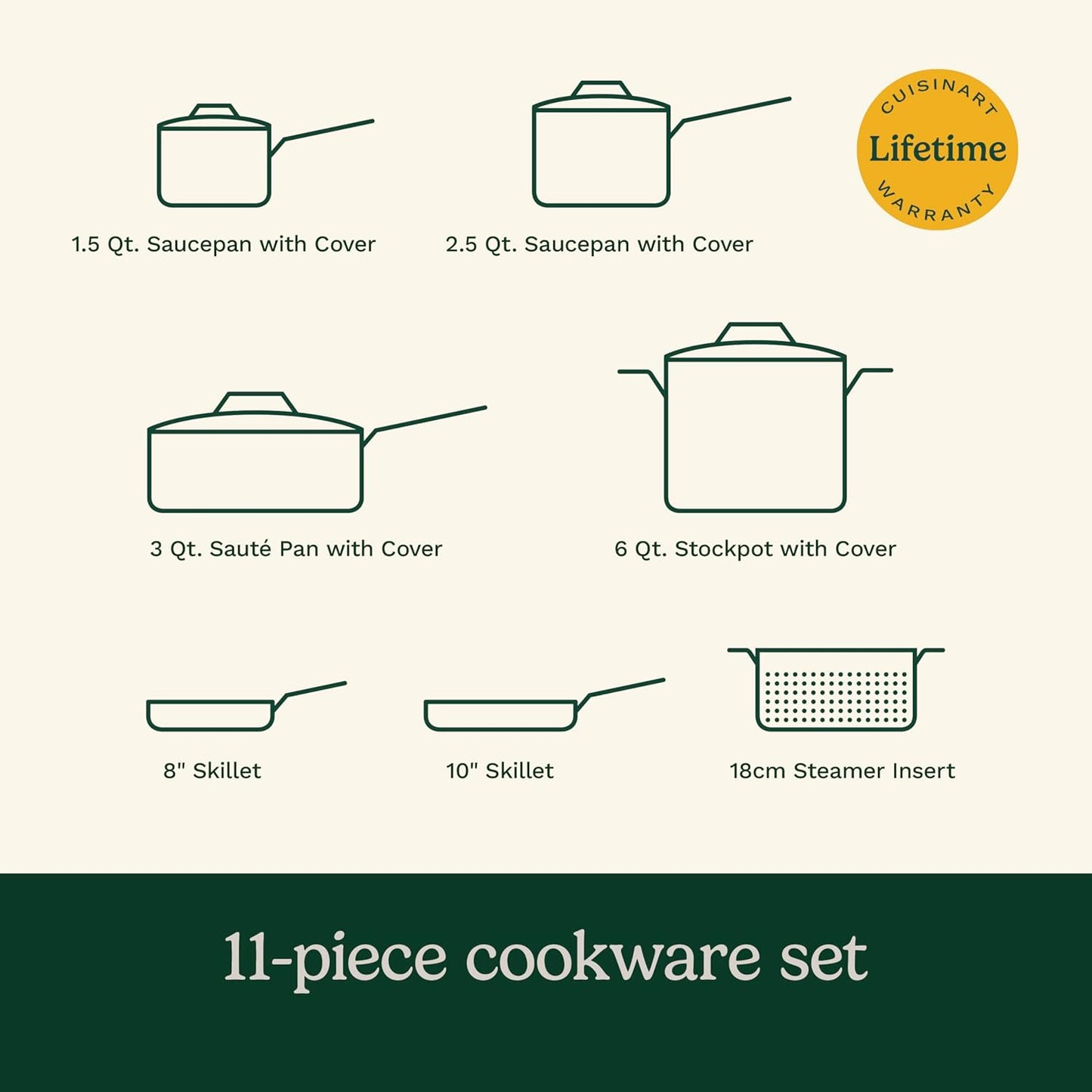 Cuisinart 11-Piece Nonstick Cookware Set, Ceramica XT, Black, 54C-11BK