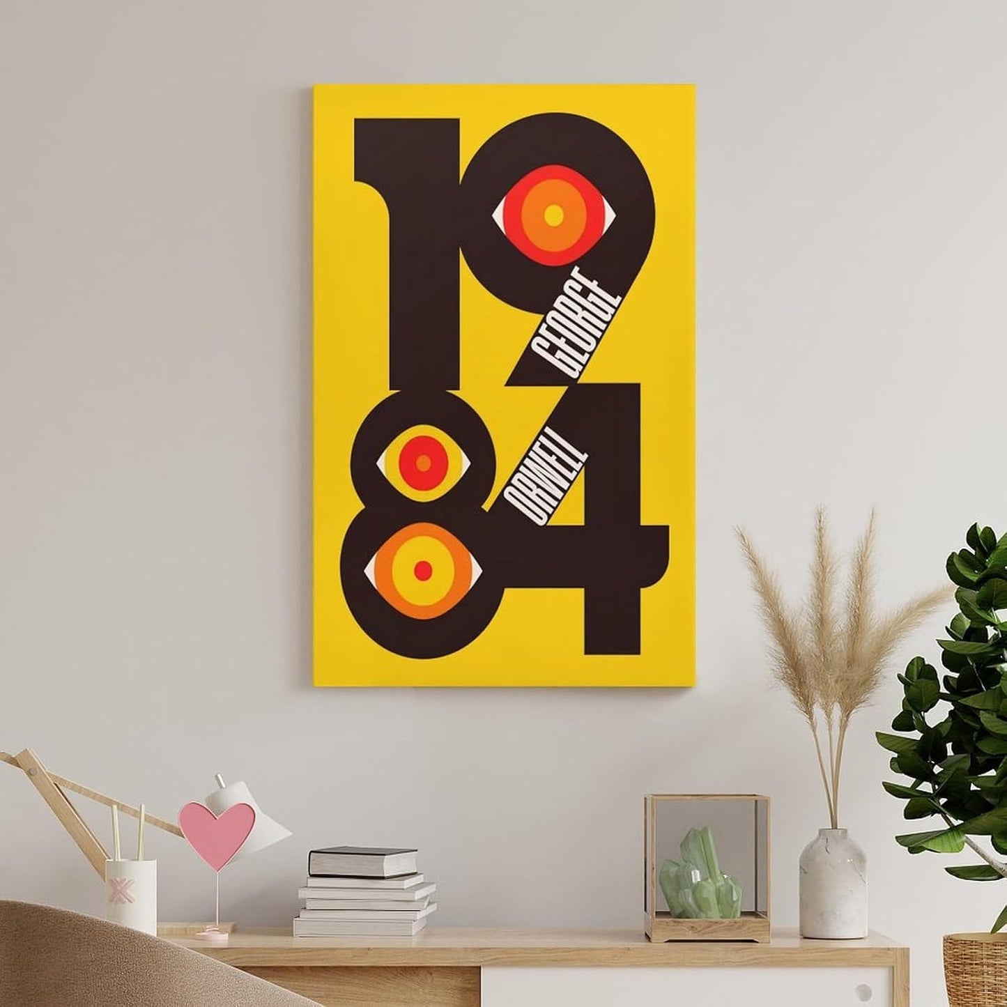 1984 George Orwell Nineteen Eighty Four Graphic Book Cover Canvas Printing Wall Art Scandinavian Style Prints Vintage Posters Design Wall Decor for Living Room Bedroom Reading Nook 12x18inch(30x45cm)