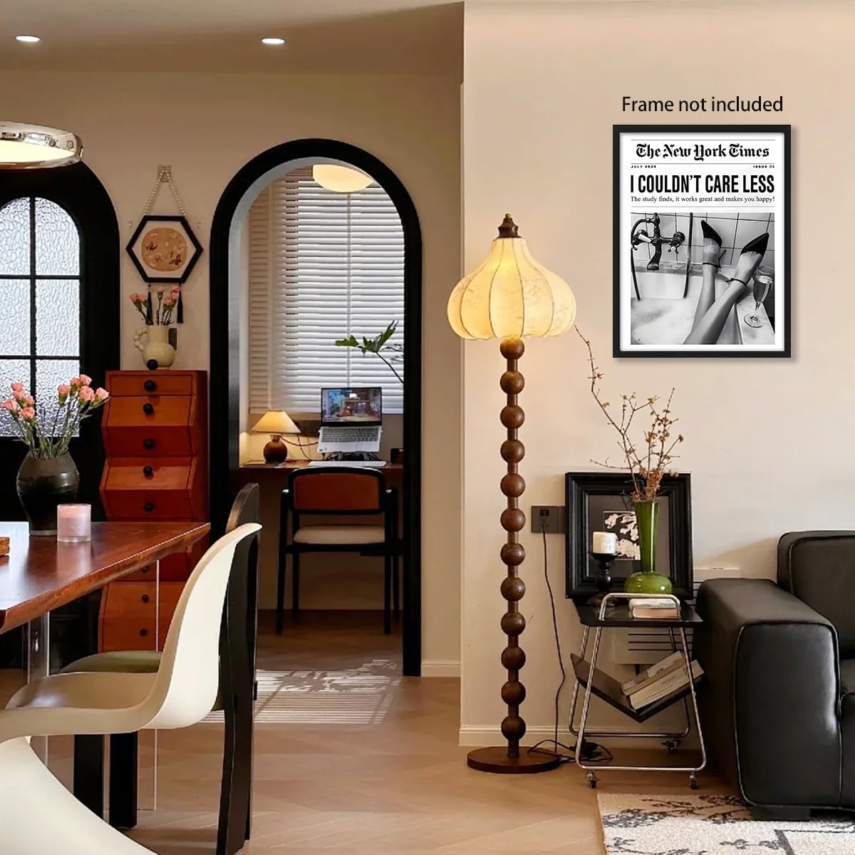 ZERFVTG Black and White Girly Poster Retro NewsPaper Wall Art Vintage Bar Cart Decor Trendy New York Times Canvas Prints for Barthroom Home Bar 12x16 inch Unframed