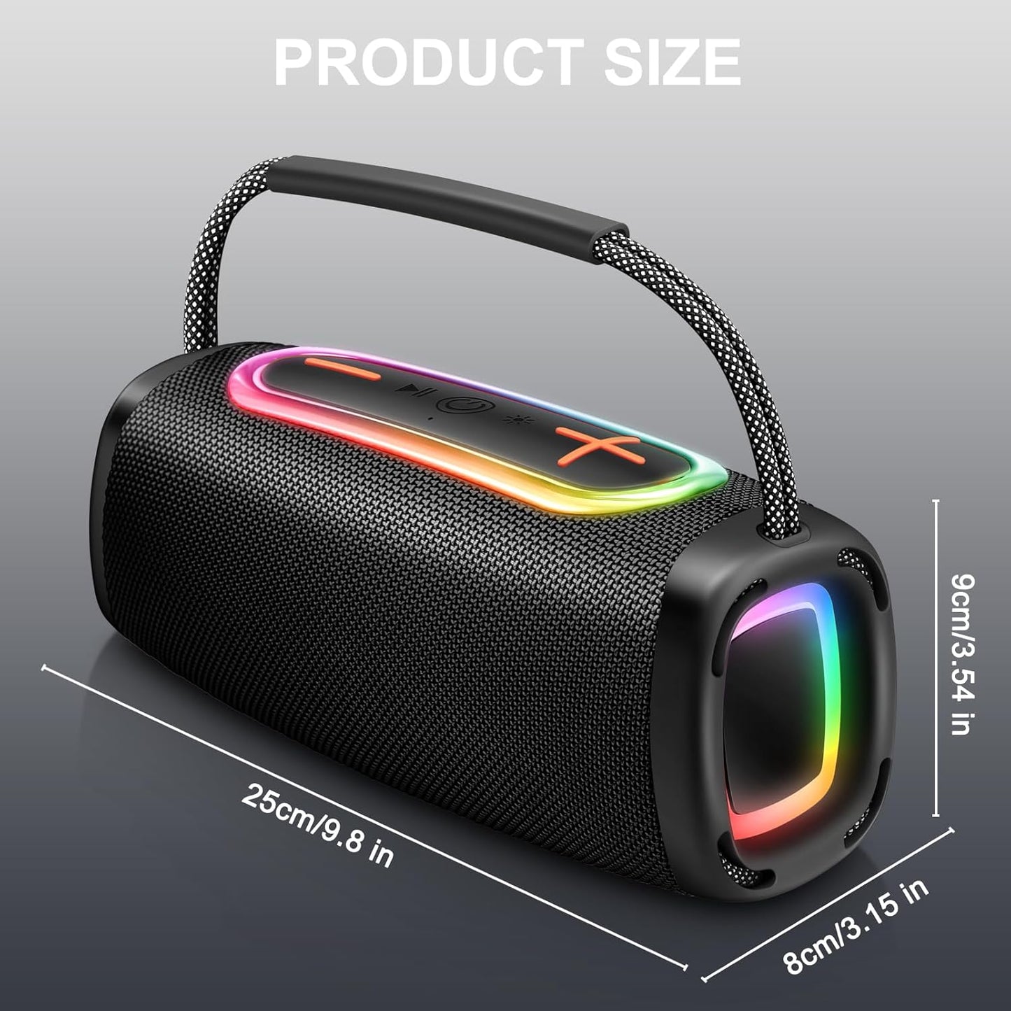 Bluetooth Speaker 6000mAh, 36H Playtime BT5.4 Portable Wireless Speaker with Loud Stereo Sound, IP6 Waterproof, 24W Portable Speaker with RGB Multi-Color Rhythm Lights for Outdoor/Home/Party as Gift