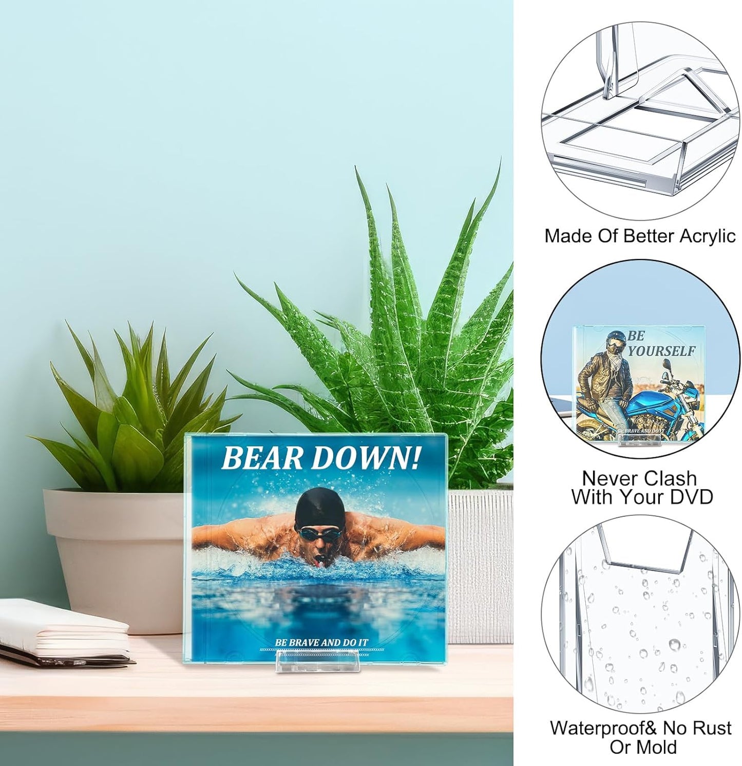 Marsui 6 Pack Acrylic Record Stand Display Adjustable Tabletop Album Now Playing Holder Clear Video Game Holder Stand DVD CD Easel Collector for Home Office Comic Book Magazine Postcard Artworks
